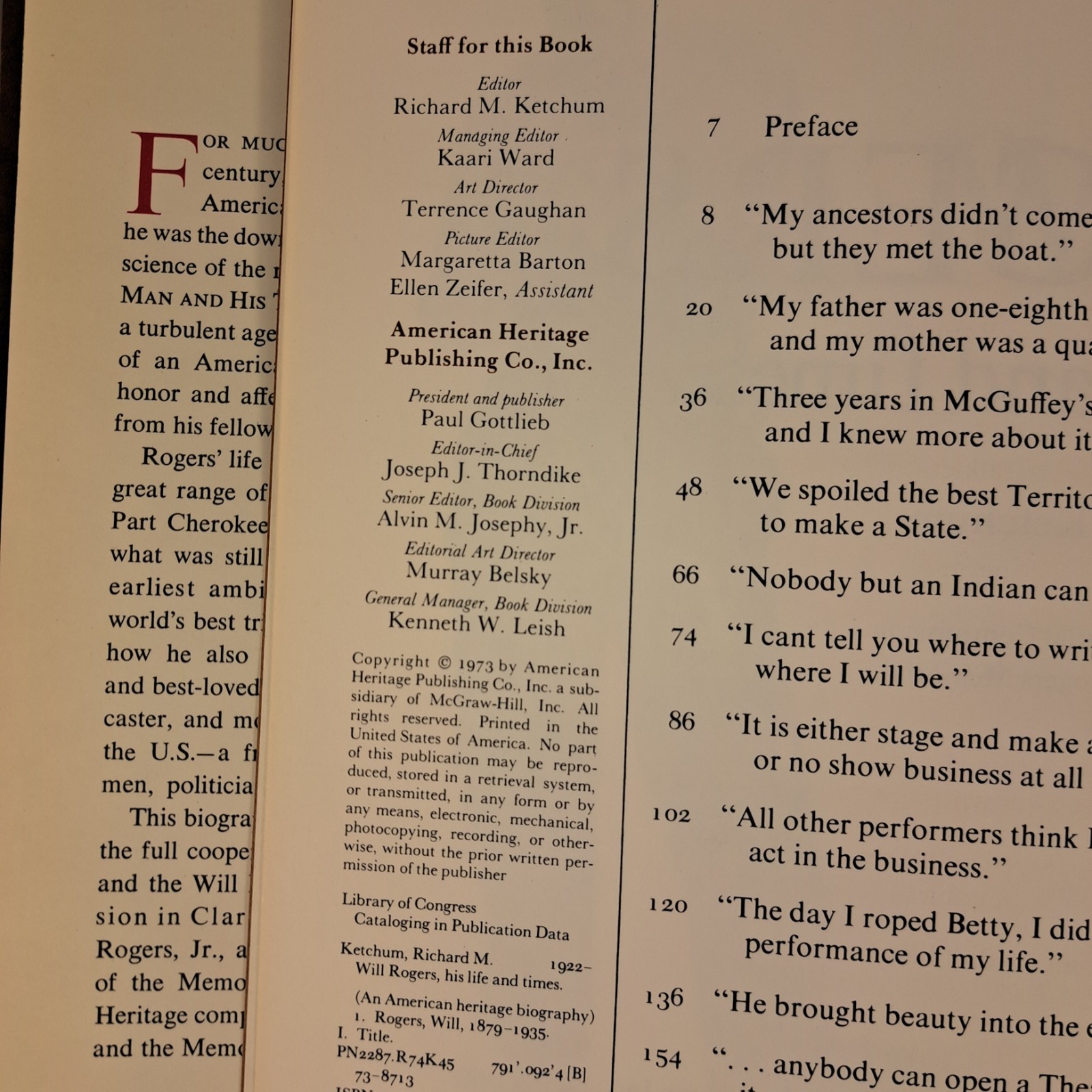 VTG 1st Ed. HB: Will Rogers: The Man and His Times by Richard M.Ketchum 1973