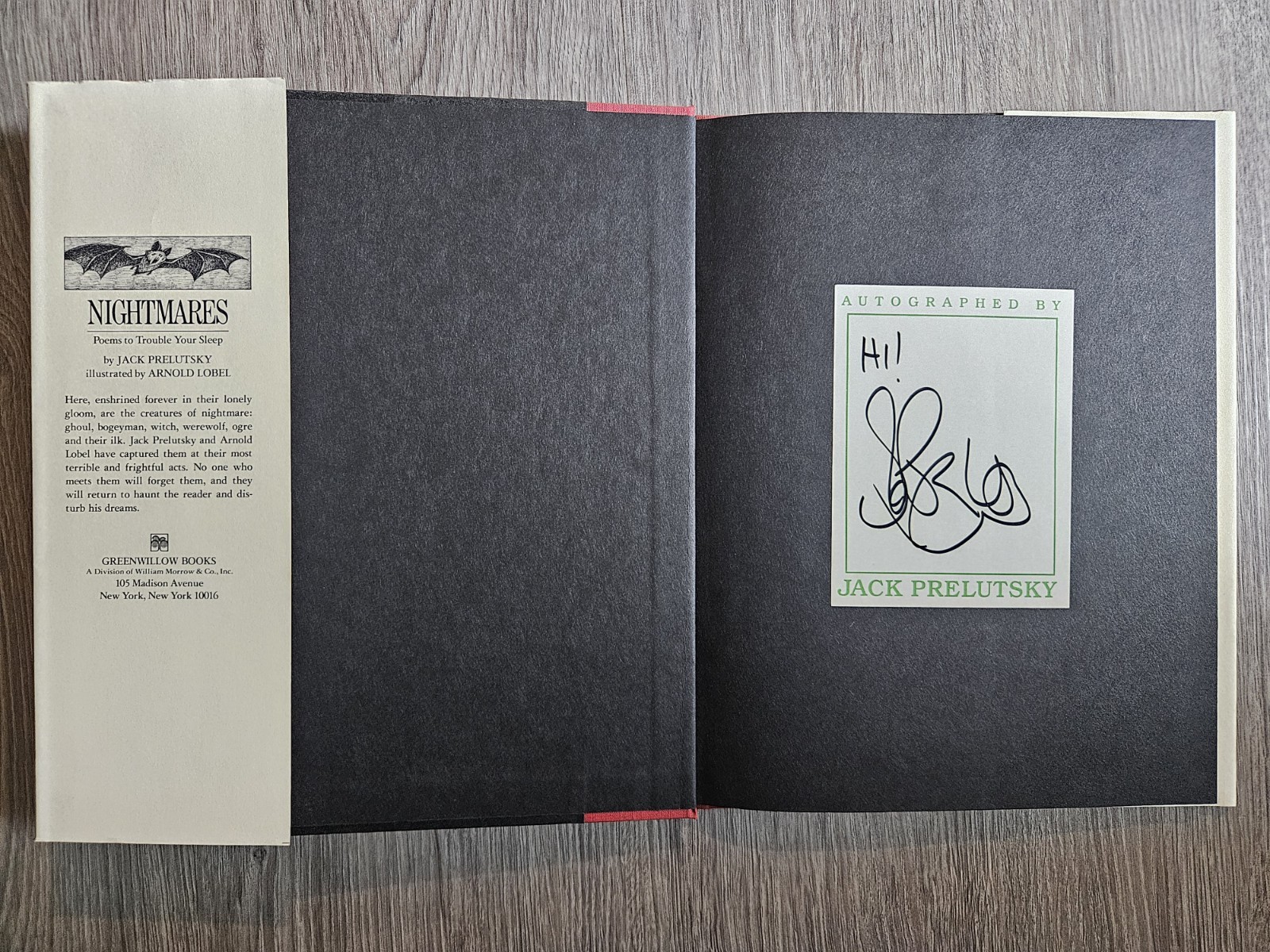 NIGHTMARES Poems to Trouble Your Sleep Jack Prelutsky & Arnold Lobel 1976 SIGNED