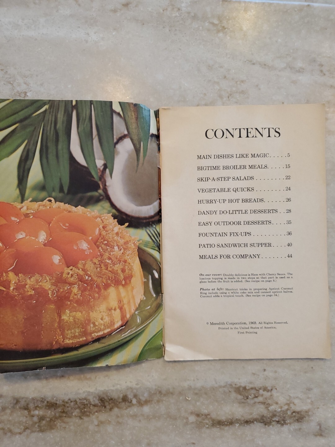 SHORT CUT COOKING by Meredith Corp. USA First Printing 10″x6.5″ w 47 pages 1969