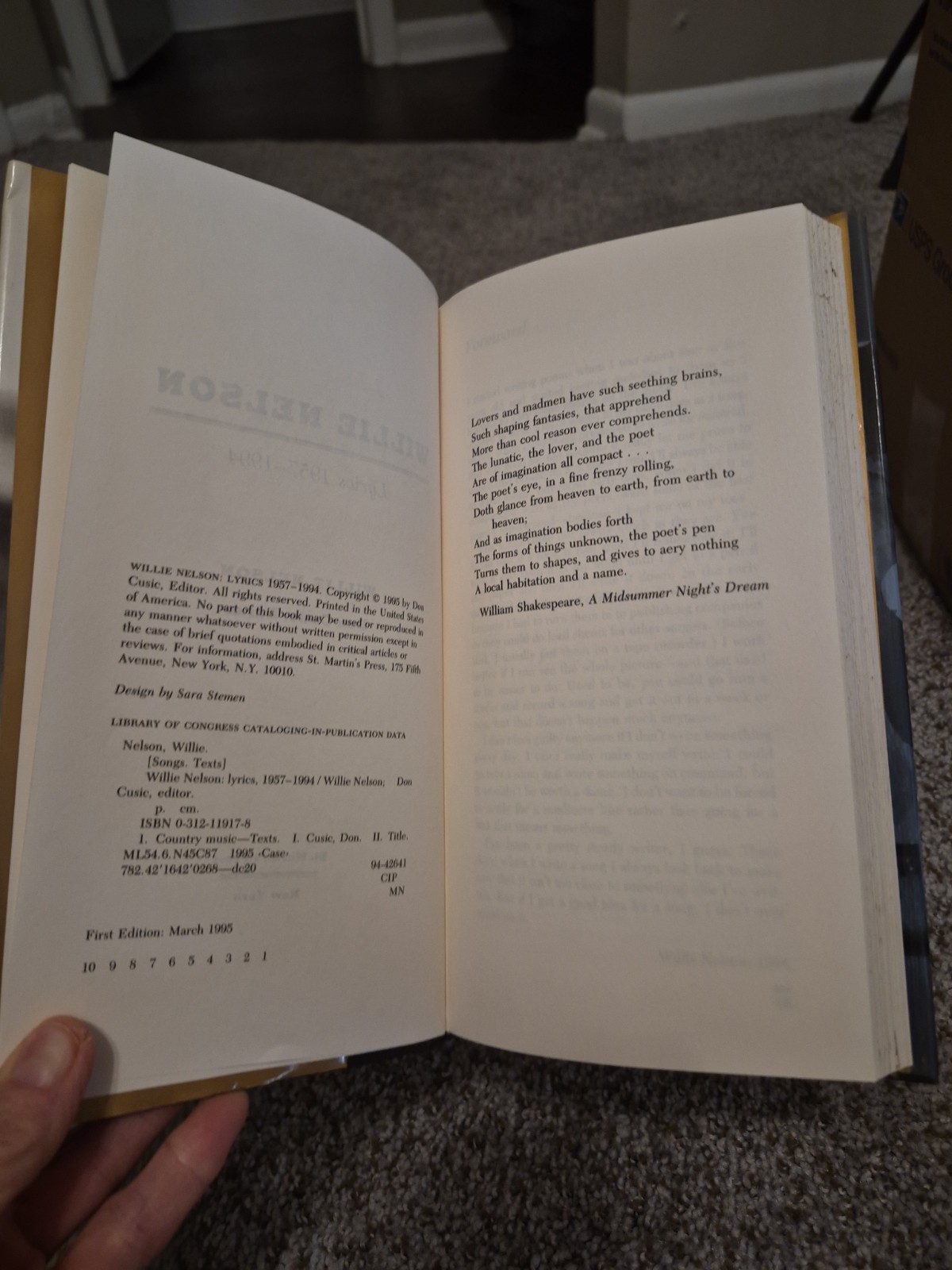Willie Nelson Lyrics, 1957-1994 by Not Available (1995, Hardcover)