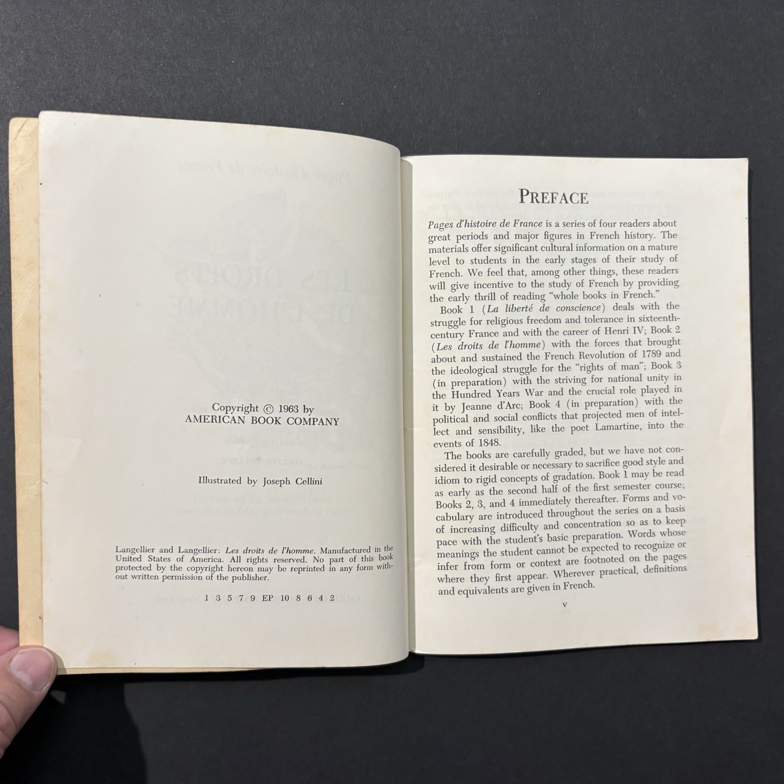 Les Droits de l’Homme Pages d’histoire de France Livre 2 Langellier 1963