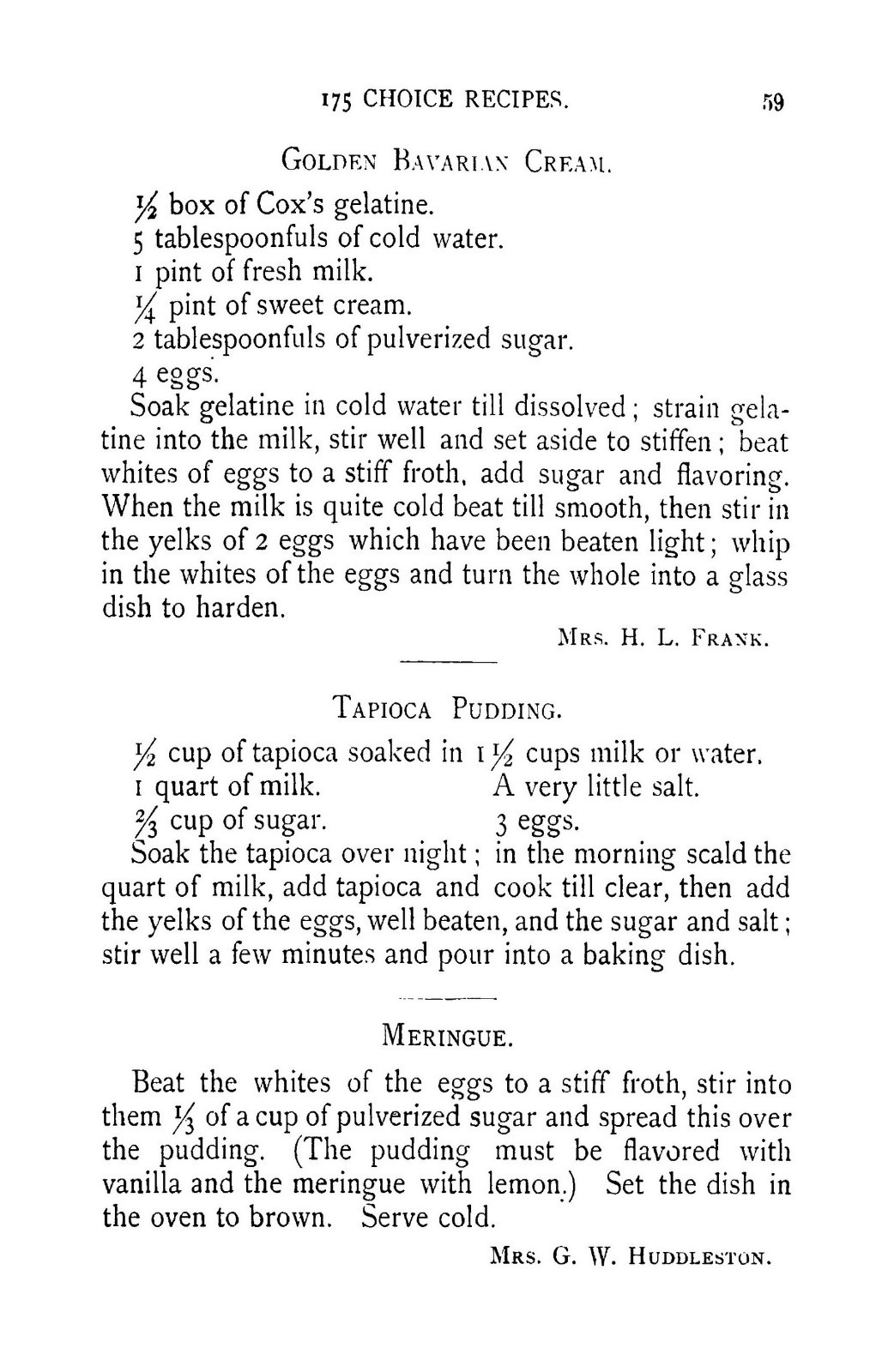 1887 175 Choice Recipes Vintage Cook Book 83 Pages