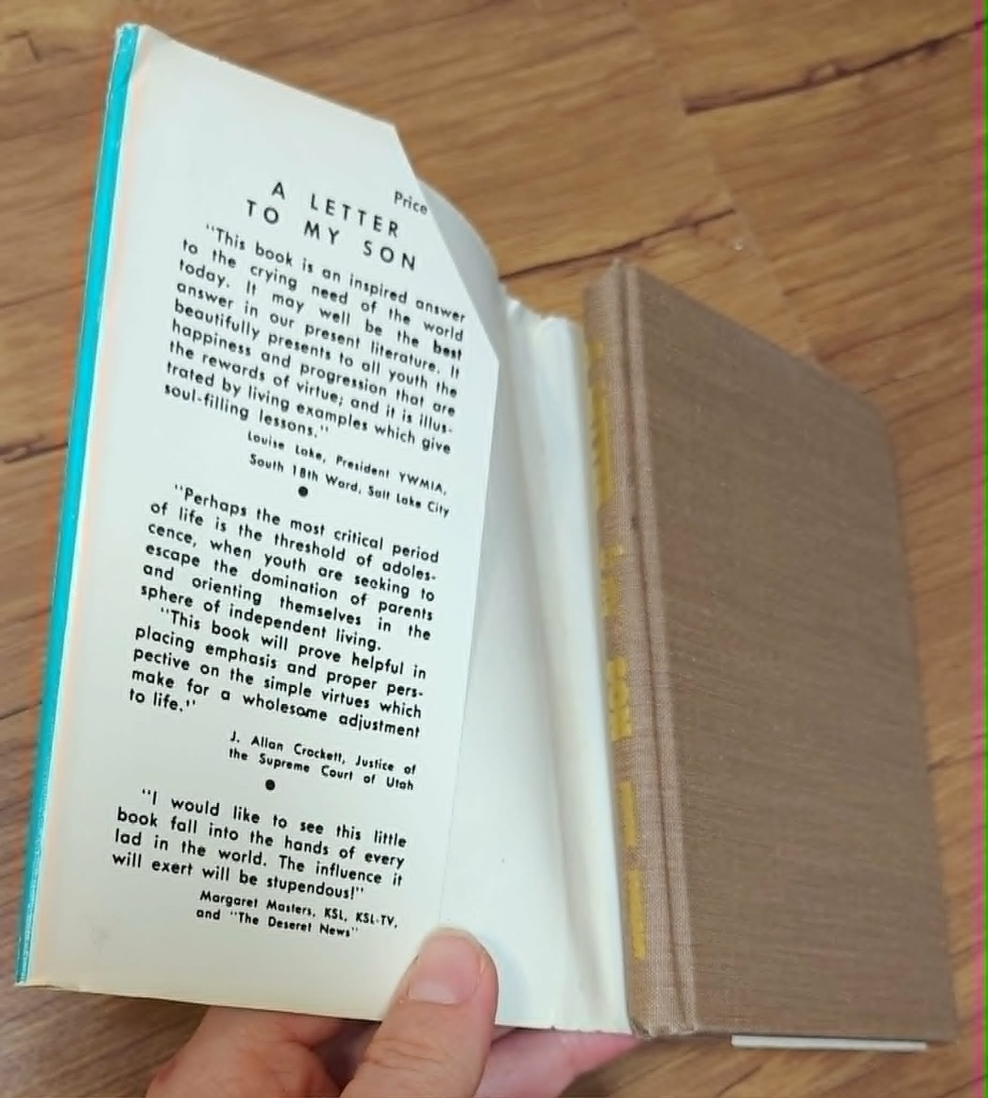 A Letter to my Son By. Ora Pate Stewart C. 1976. Vintage with Dust Jacket