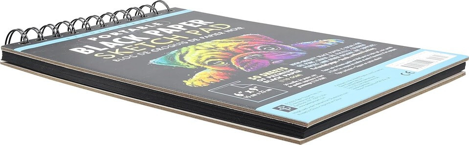 Studio Series Portable Black Paper Sketch Pad 6 X 9 Inches (50 Pe (Spiral Bound)