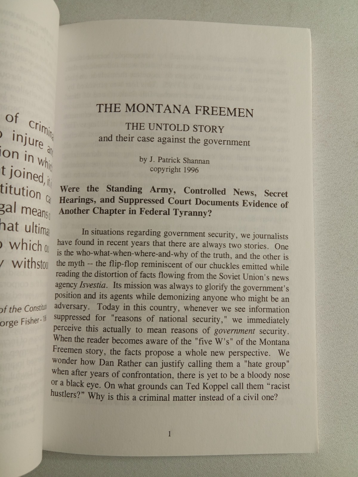Montana Freeman: The Untold Story of Government Suppression by Patrick Shannan