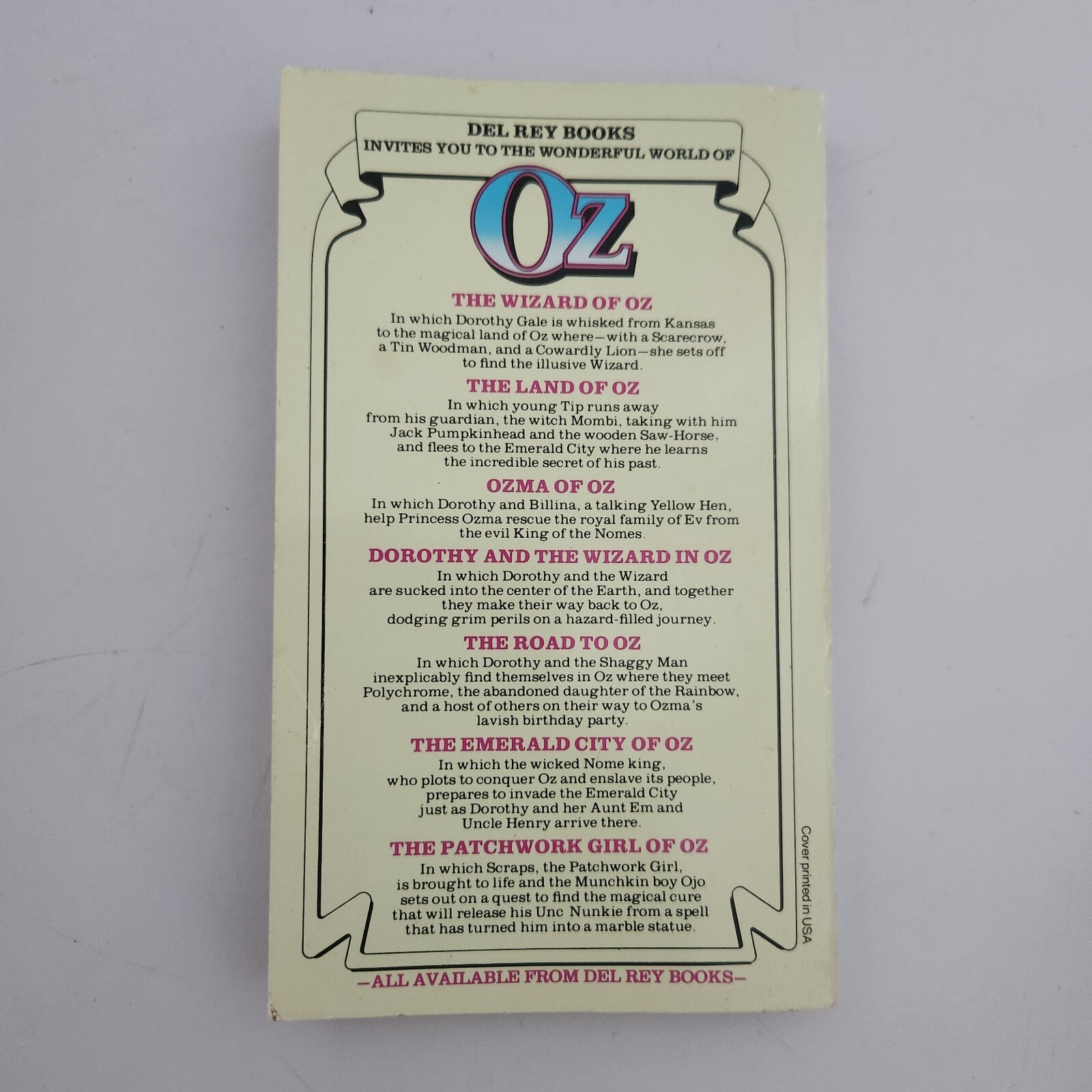 Oz Books 2-6 L Frank Baum Del Rey Fantasy Classic Vintage Paperback Editions