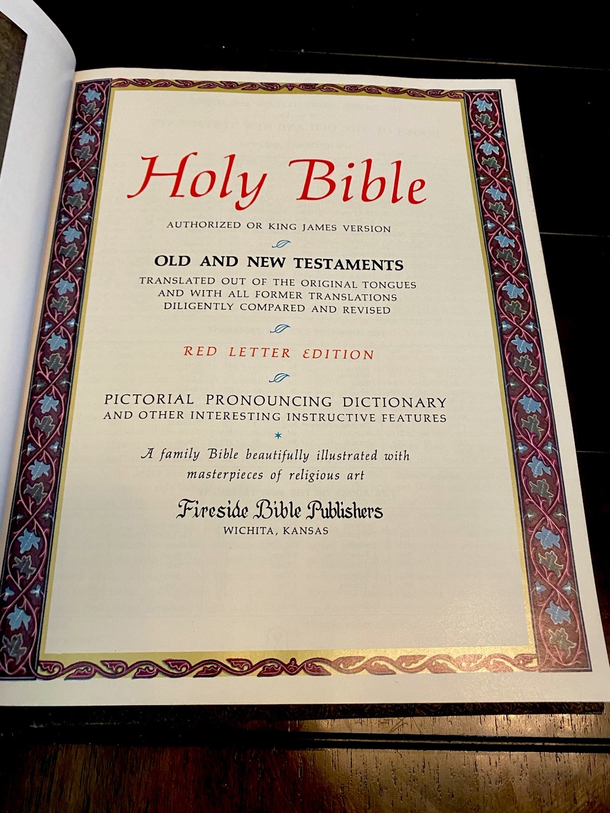Vintage 1970 Lg.King James Version Red Letter Bible-Gold Gild Faux Leather Bound
