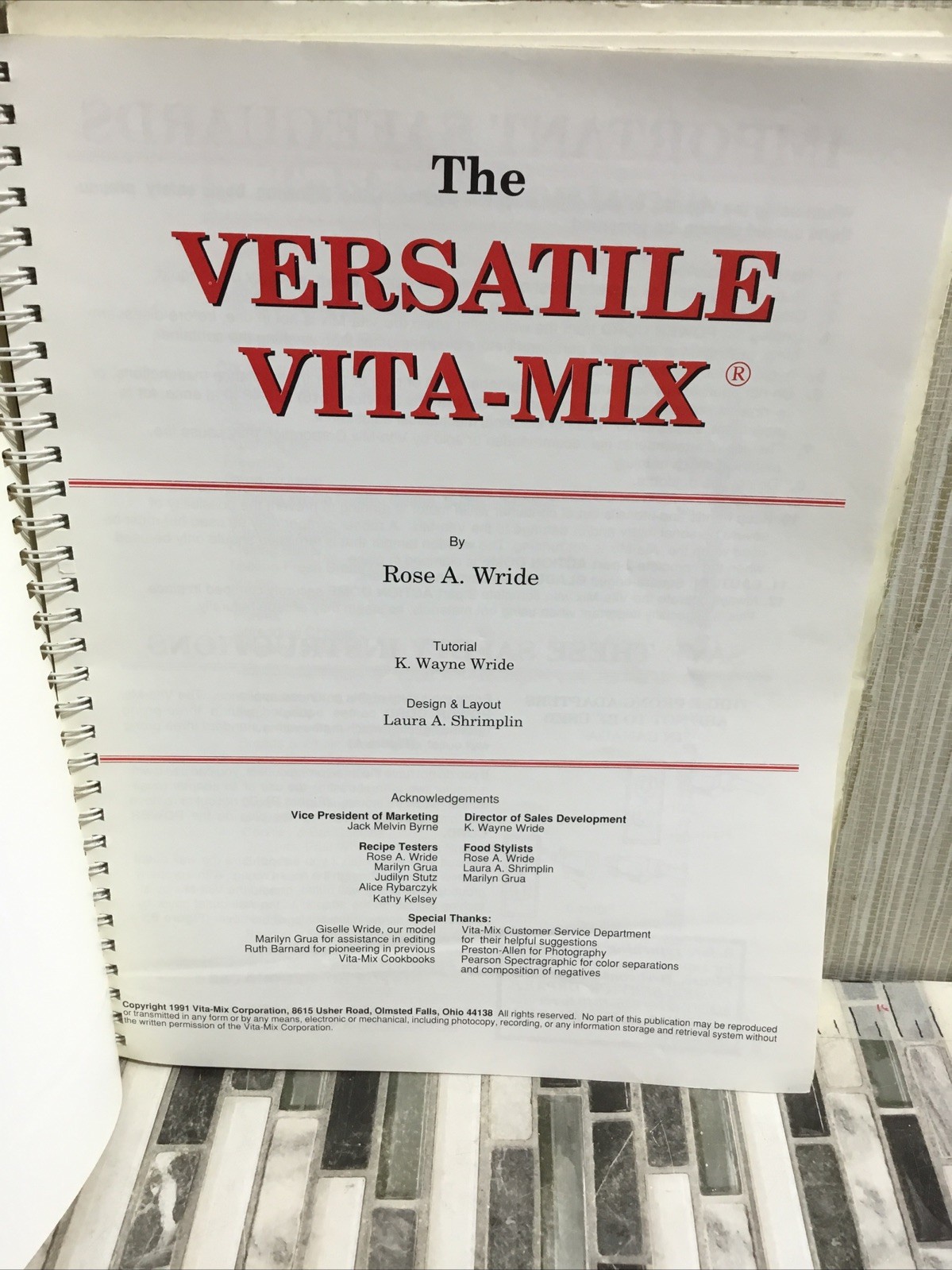 The Versatile Vita-Mix Recipe Book Vitamix Foods for Every Occasion 1991 Health