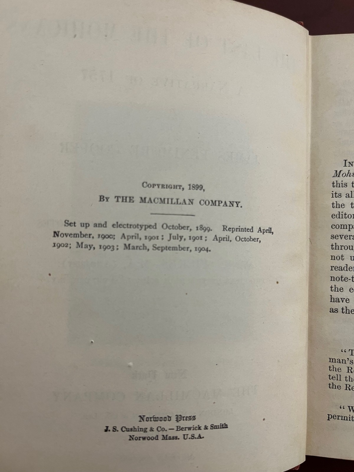Antique Cooper’s Last of the Mohicans 1904 Macmillan Company Edition HC