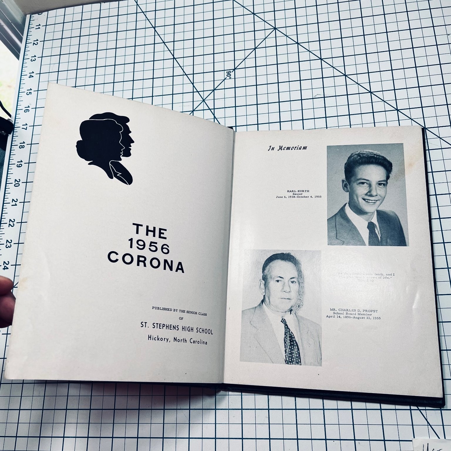 The 1956 Corona St. Stephens High School Yearbook Hickory NC Vintage
