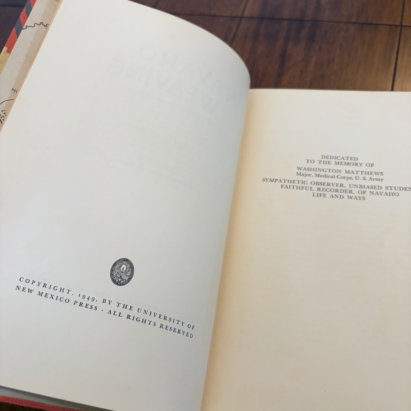 Navaho Weaving: Technic and History (1949) Charles Avery Amsden. Hardcover