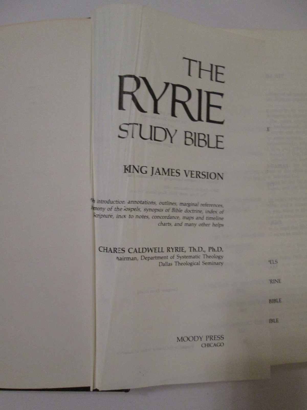 The Ryrie Study Bible King James Version 1978 Hardcover KJV Maps