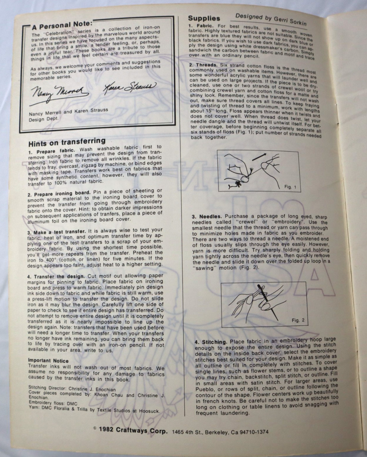 Iron On Transfers Craft Book Craftways Celebration America Times Past Vtg 1982