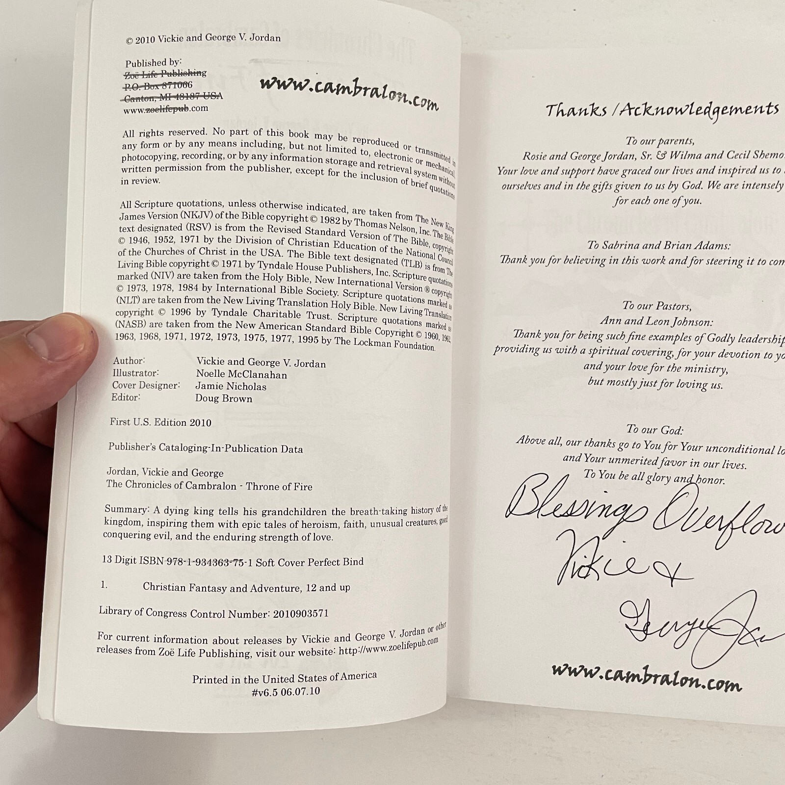 The Chronicles of Cambralon – Throne Of Fire SIGNED by Vickie & George V Jordan