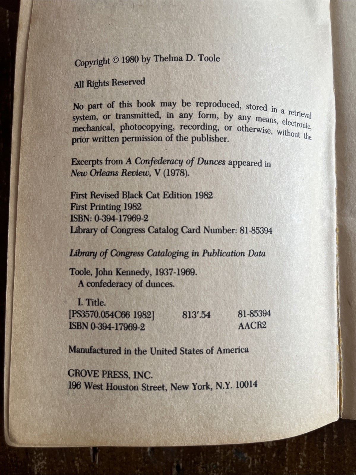 A Confederacy of Dunces John Kennedy Toole (1982, Paperback)