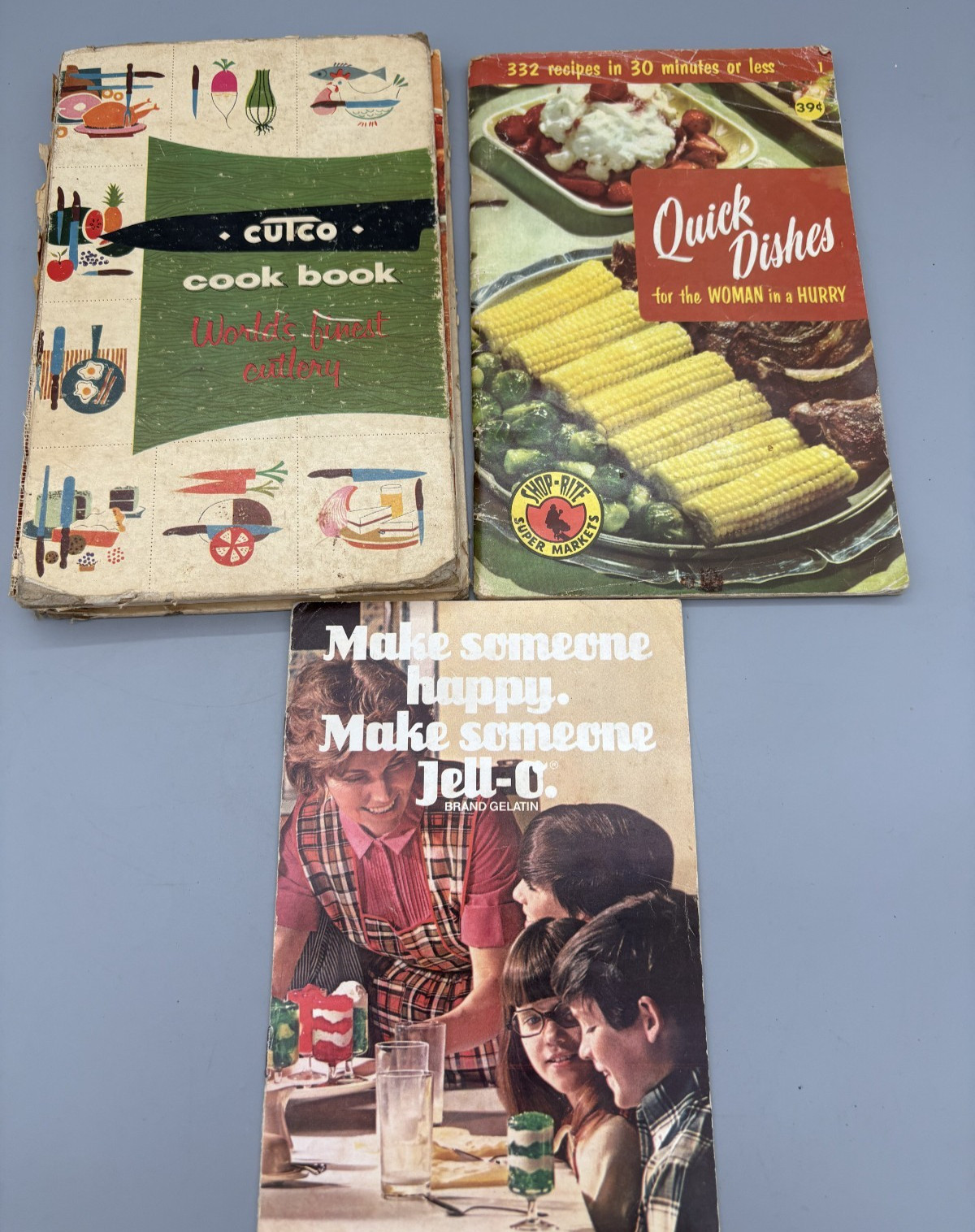 Vintage Cookbooks, Cutco Cookbook, 3 Brochures & Miscellaneous Recipes Lot of 4