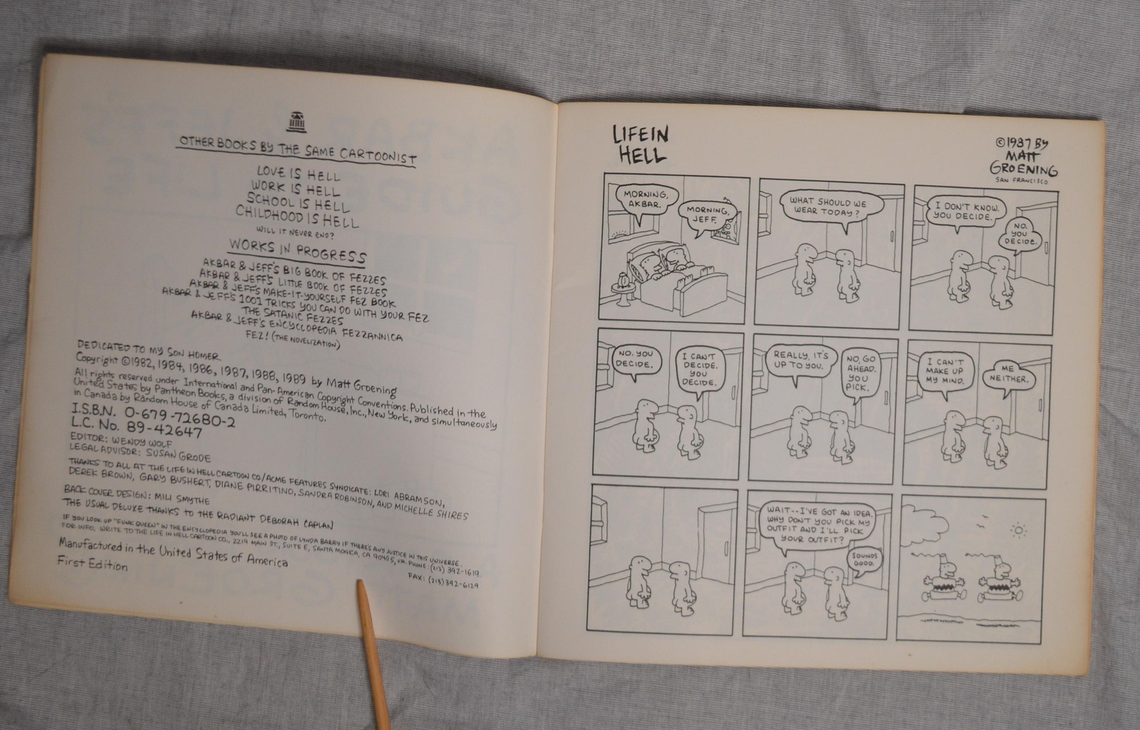 Akbar and Jeff’s Guide to Life Matt Groening 1989 Pantheon Books VTG Simpsons