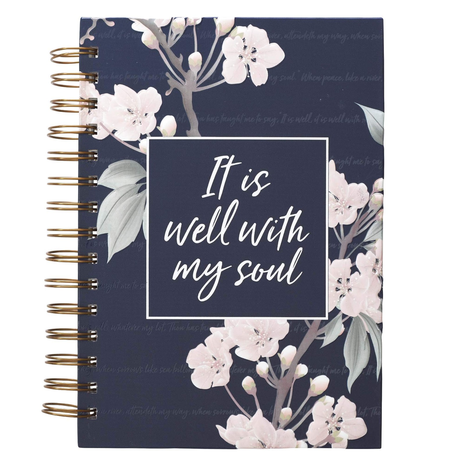 Inspirational Spiral Journal Notebook for Women It is Well Navy Blue Floral …