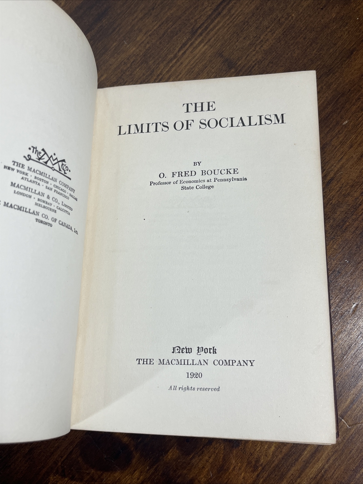 The limits of Socialism 1920 Fred Boucke HC