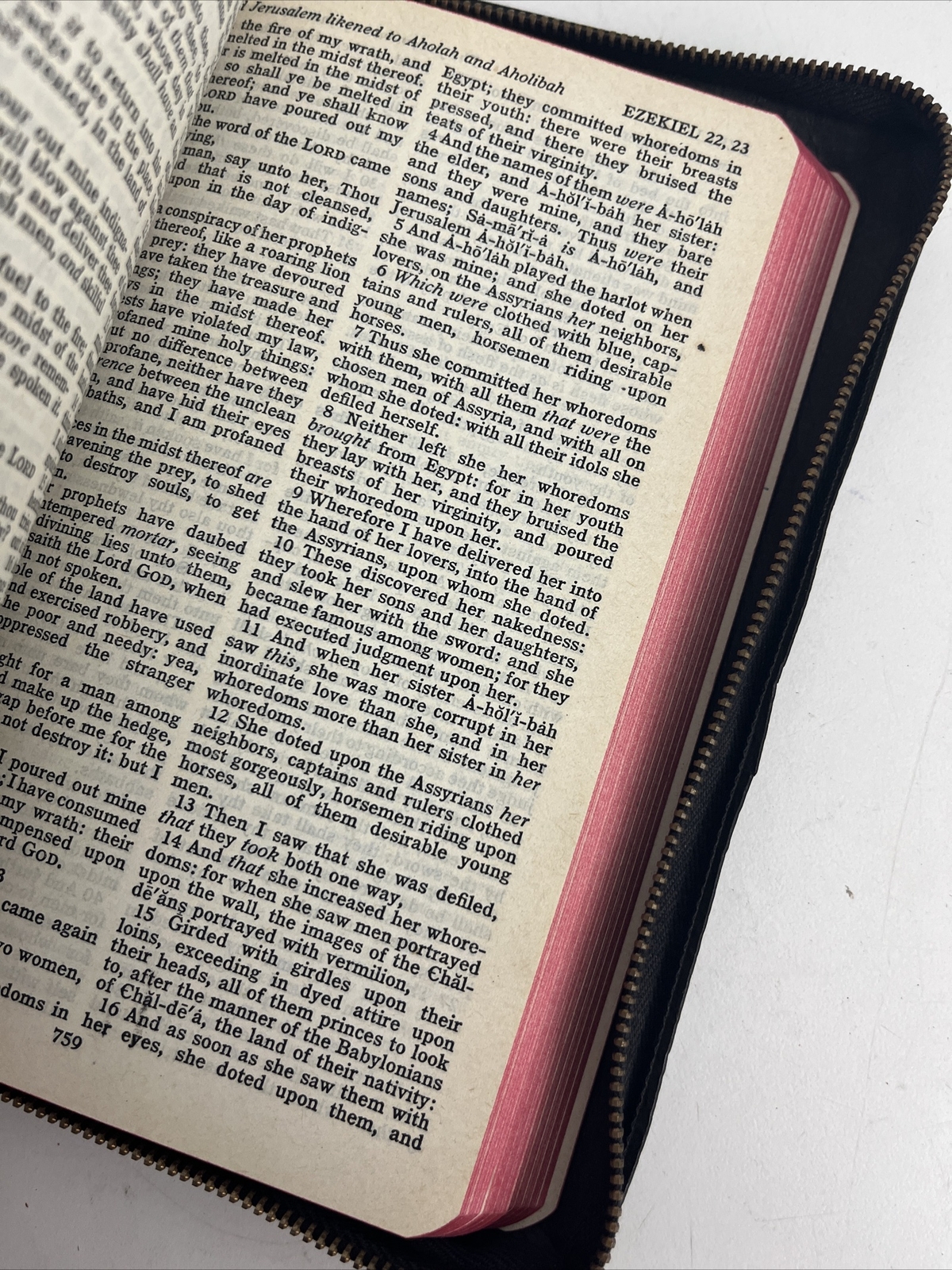 Bible KJV Zip Leather Original Tongues Antique VTG American Society