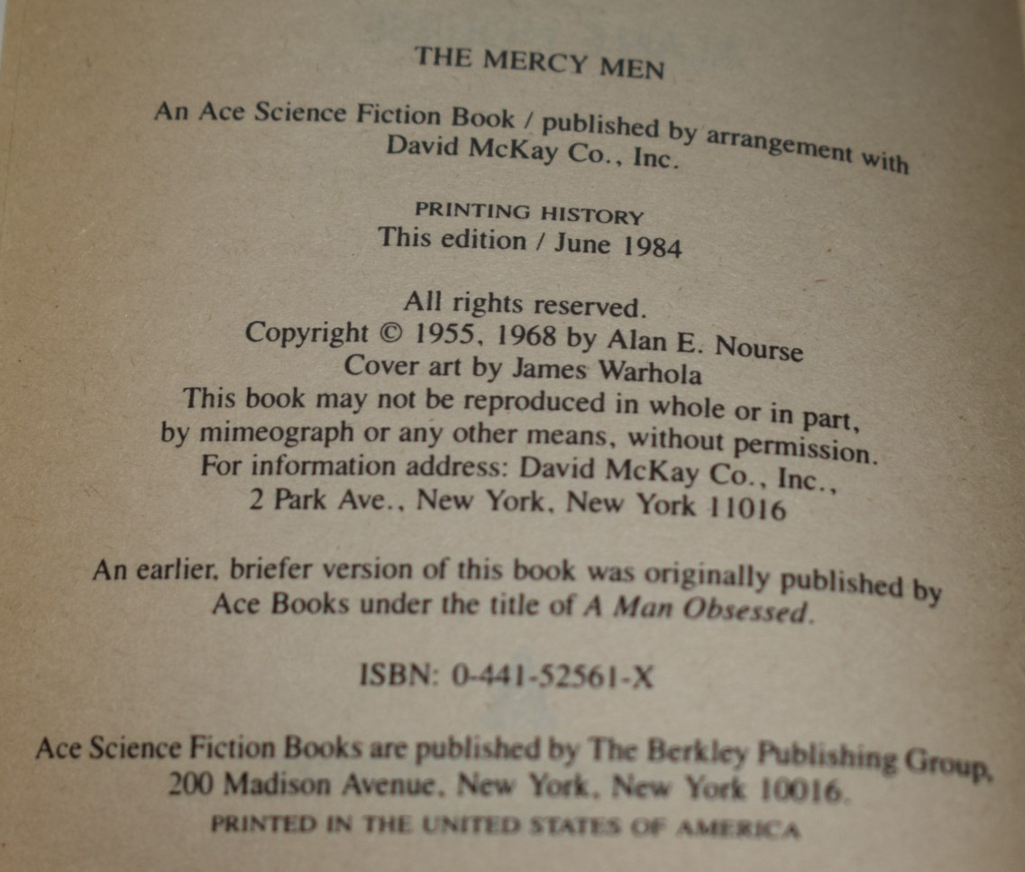 The Mercy Men Alan E. Nourse Paperback Book Ace June 1984