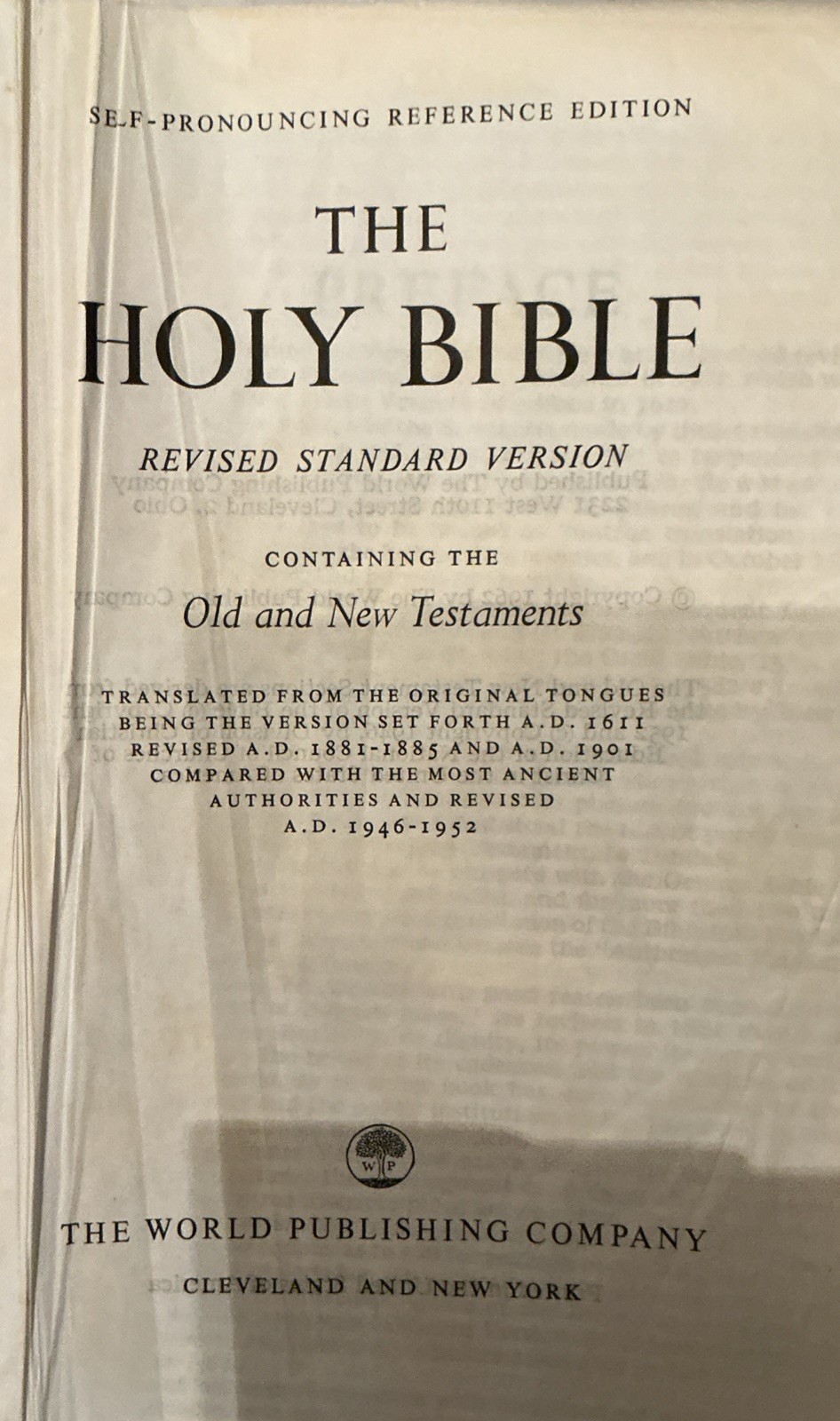 Vintage Holy Bible RSV 1962 World Publishers Reference Large Print Illustrated