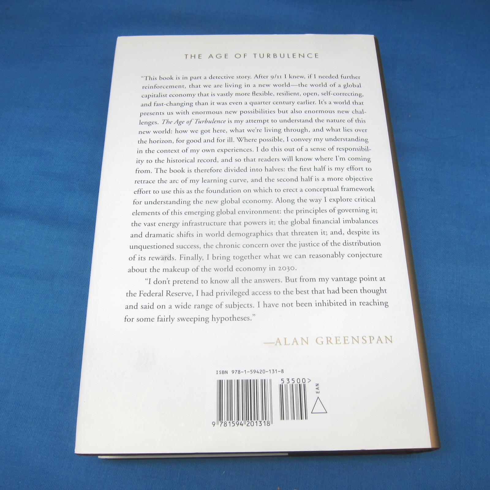 Alan GREENSPAN Age of Turbulence Adventures in a New World Signed 2007 HC LN