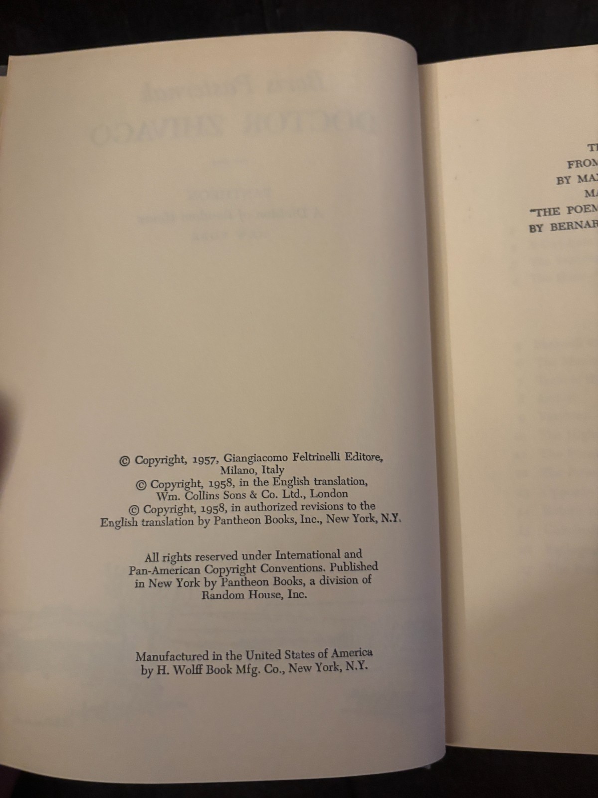 Doctor Zhivago Boris Pasternak 1958 First Edition Pantheon Novel