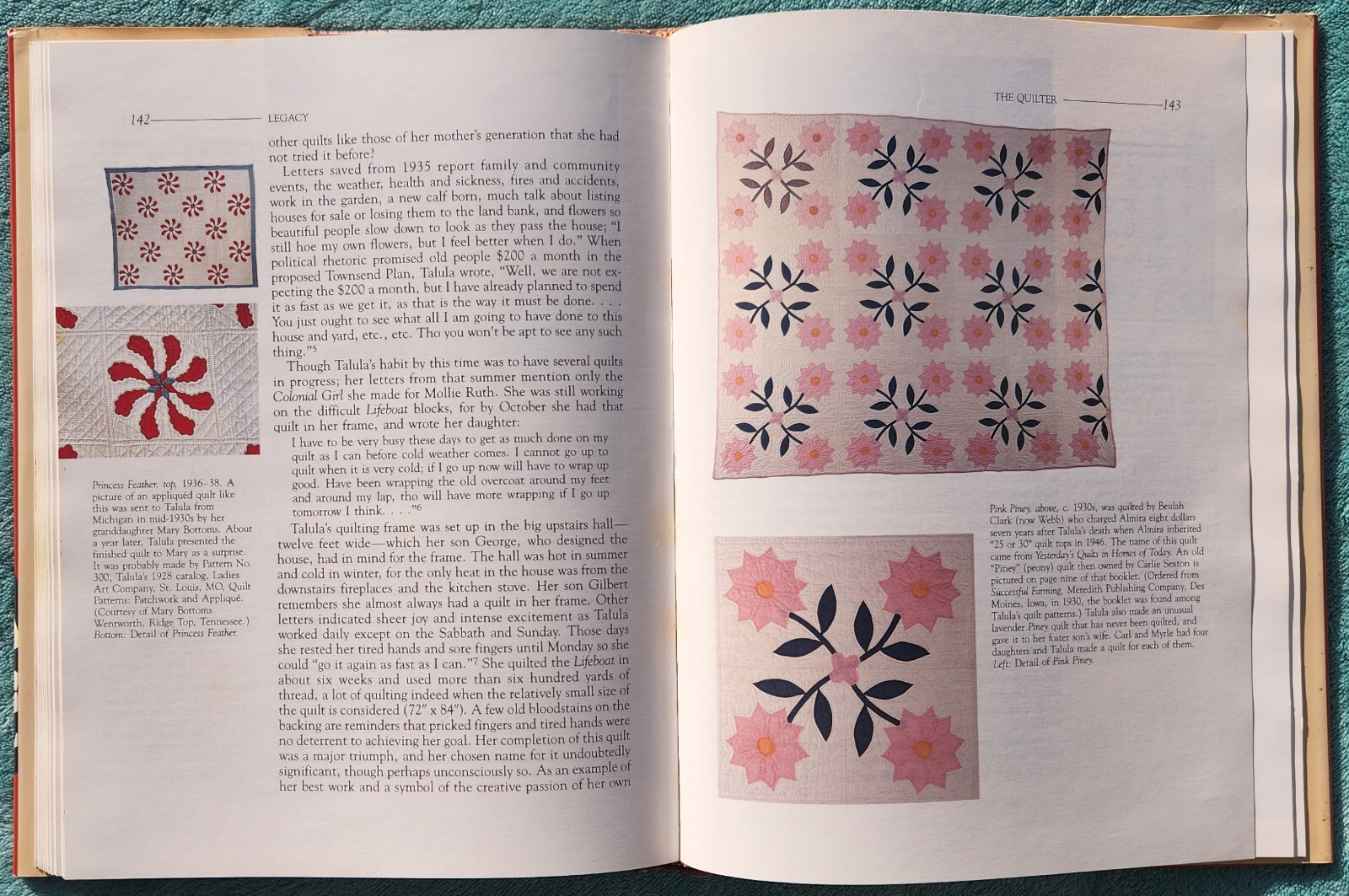 Legacy The Story Of Talula Gilbert Bottoms & Her Quilts 1988 Hardcover 172 Pages