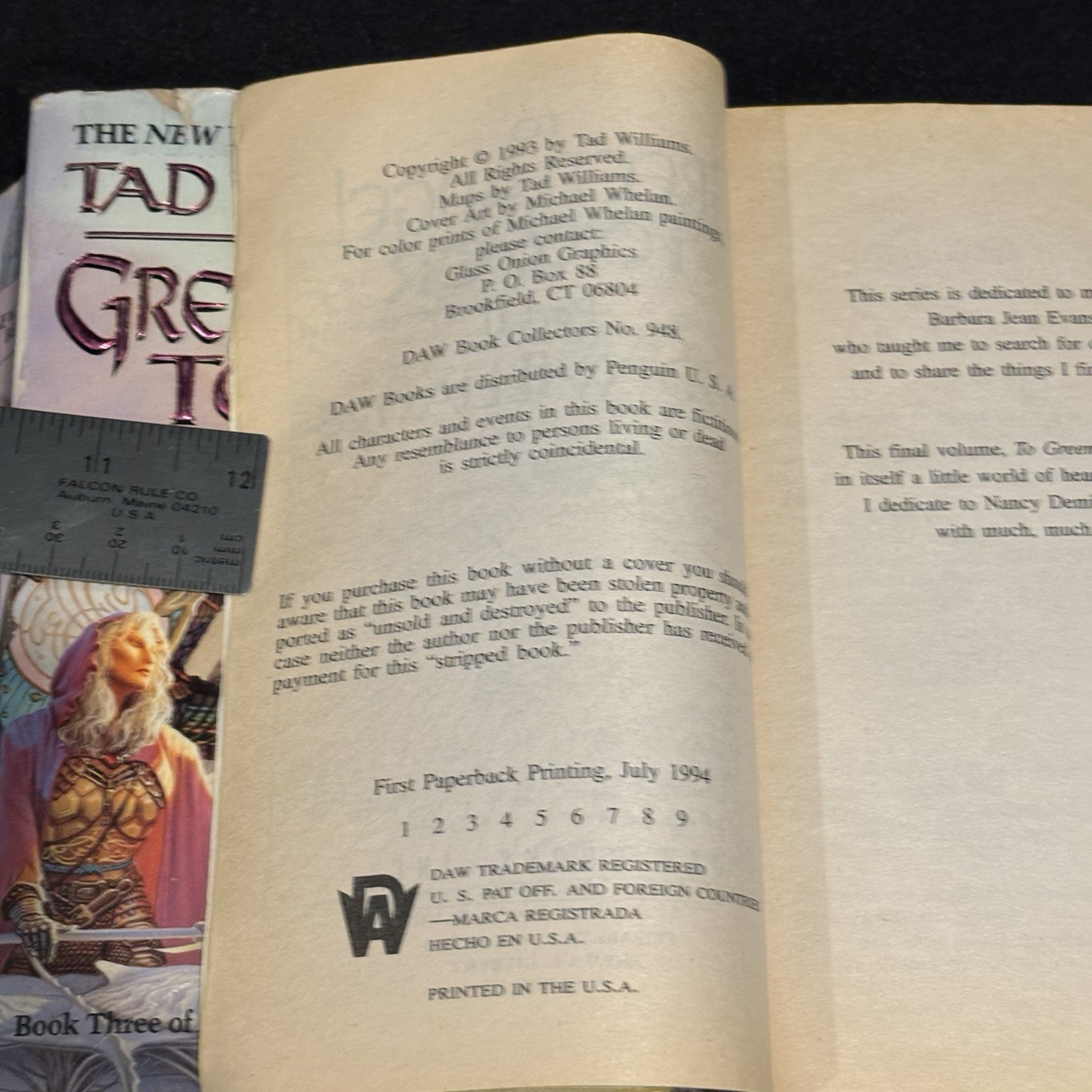 TO GREEN ANGEL TOWER Parts 1 & 2 by Tad Williams 1994 MMPB First DAW PB Edition