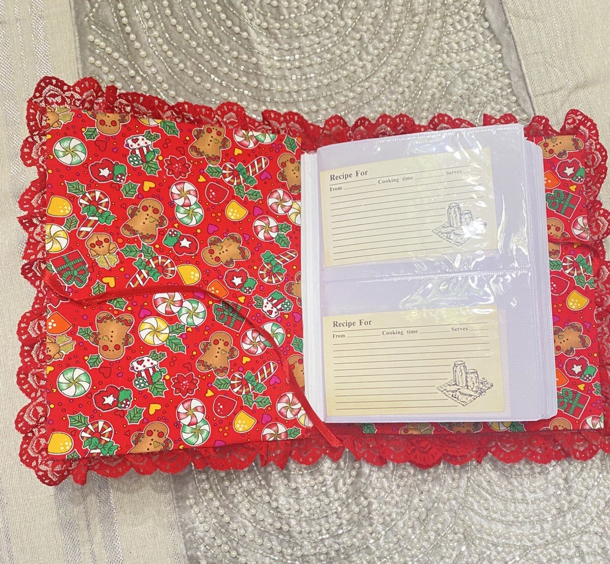 Vtg Hardcover Handmade Holiday Recipe Index Book Christmas Journal