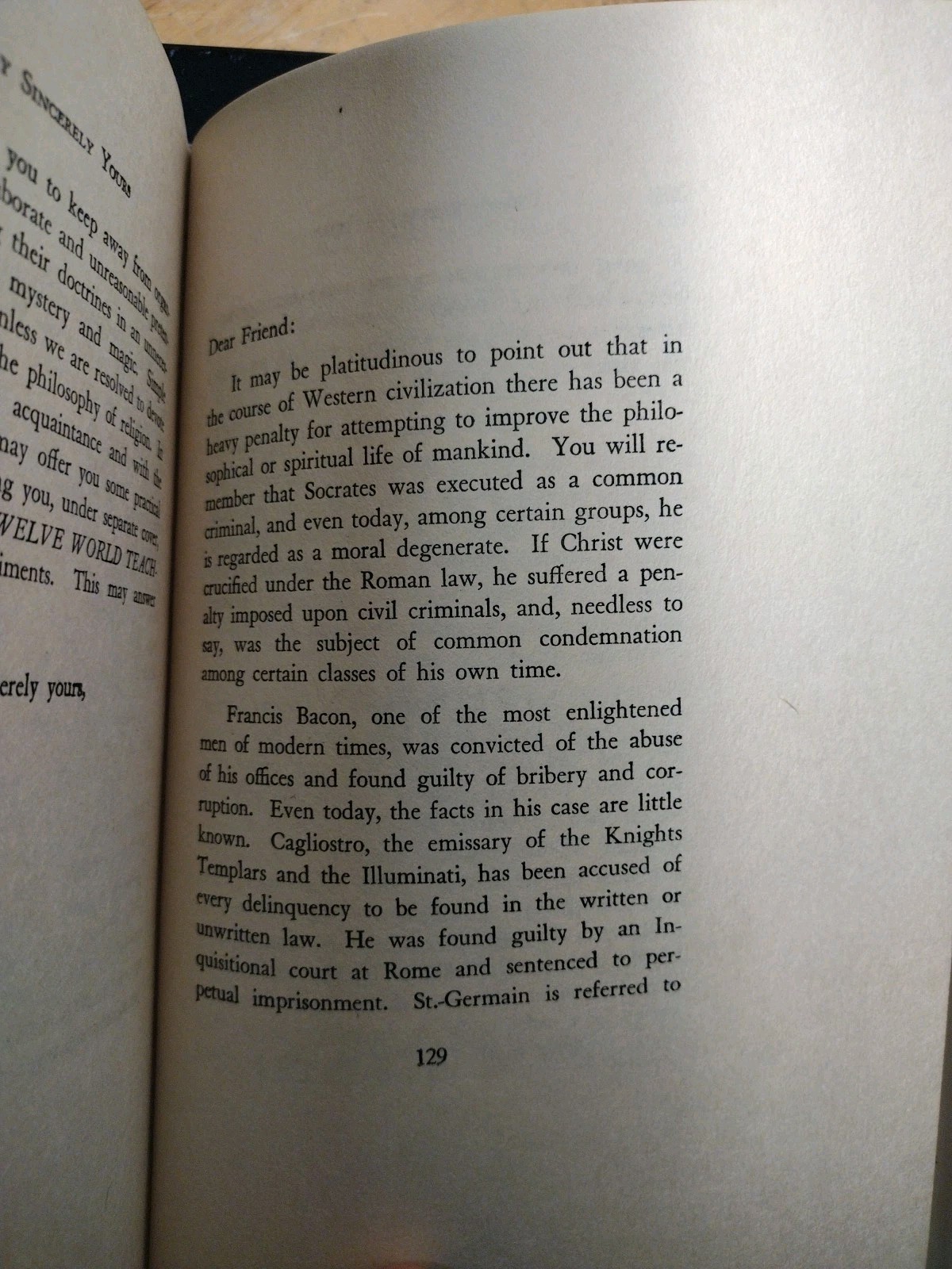 VERY SINCERELY YOURS. Manly P. Hall. First Edition (Letters to Students) HCDJ