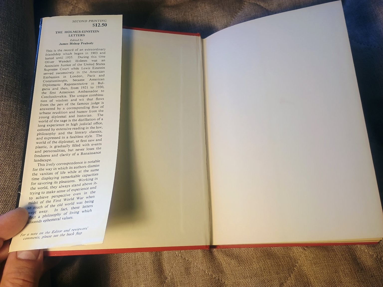 Holmes-Einstein Letters Peabody 1965 Second Printing History St. Martin’s Press