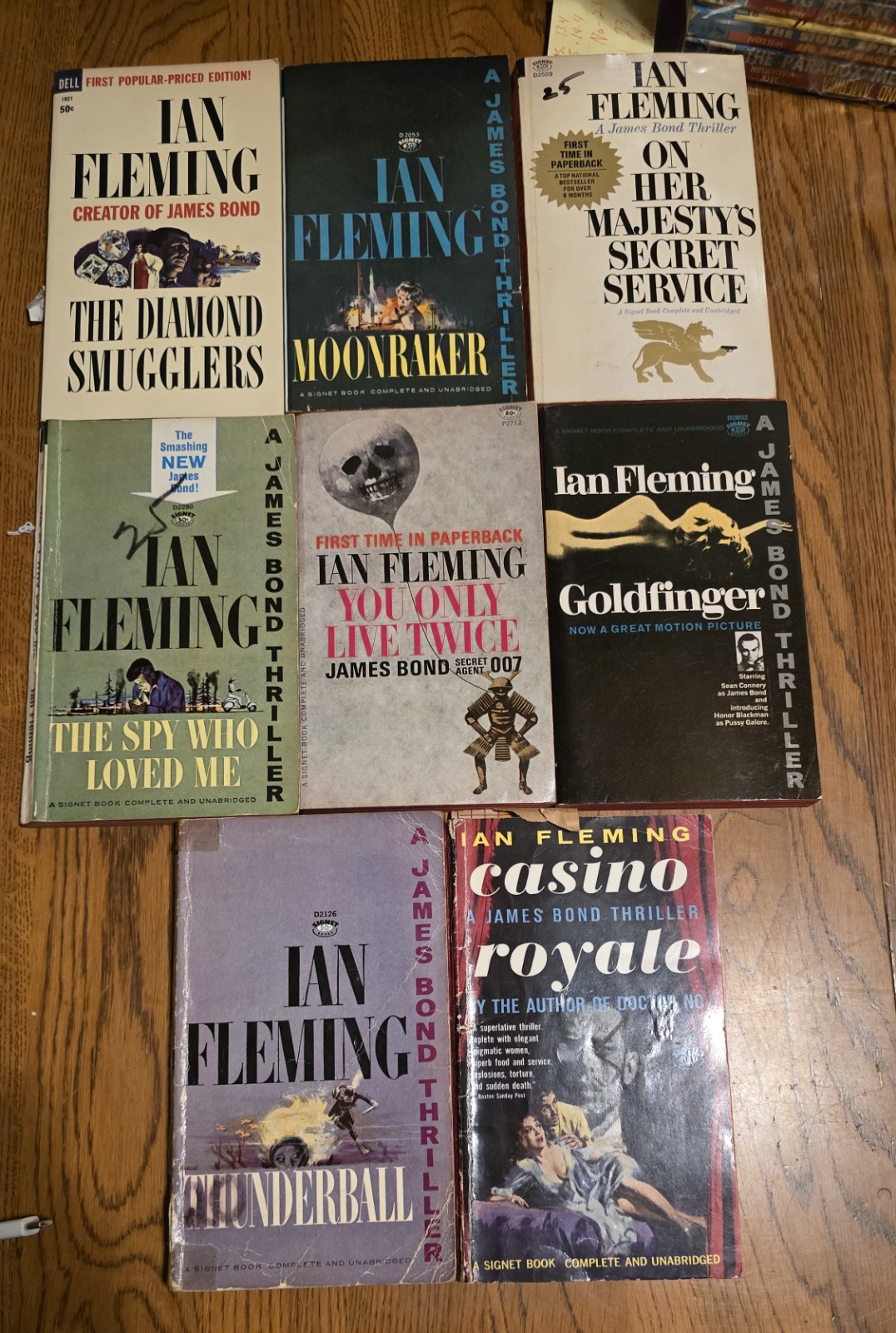 Lot of 8 James Bond Signet 1960’s Vintage Paperbacks by Ian Fleming 007
