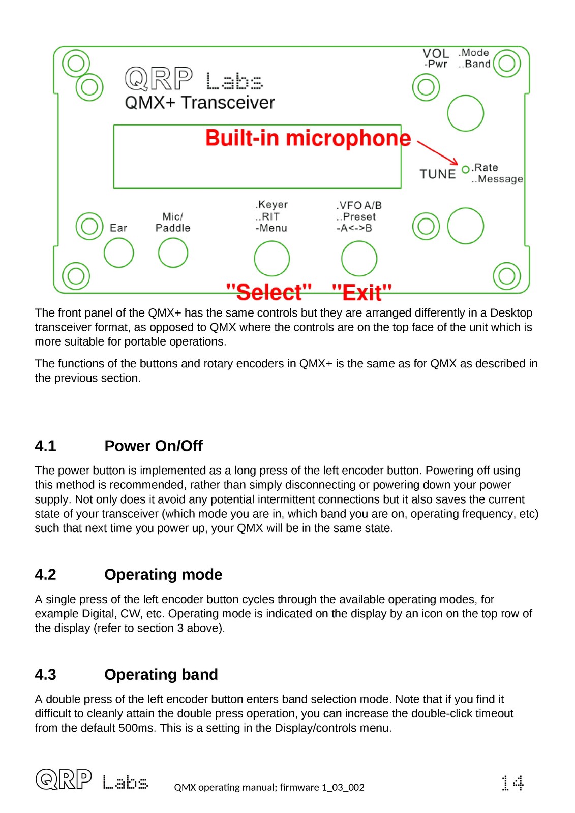 QRP LABS QMX Multimode Transceiver Operating Manual – WIRE BOUND – TOUGH COVERS