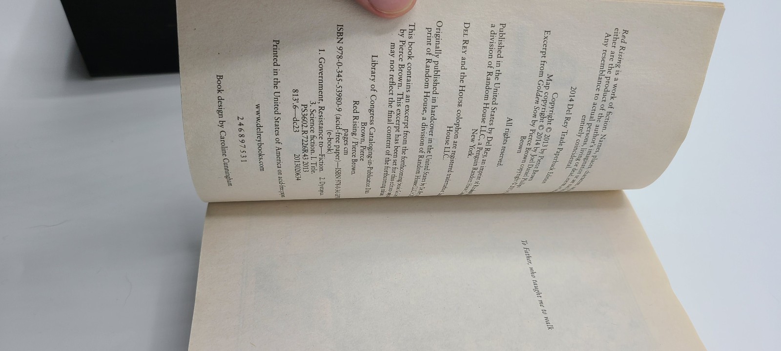 PIERCE BROWN PROMO COPY – Red Rising Del-Rey 2014 Minerva