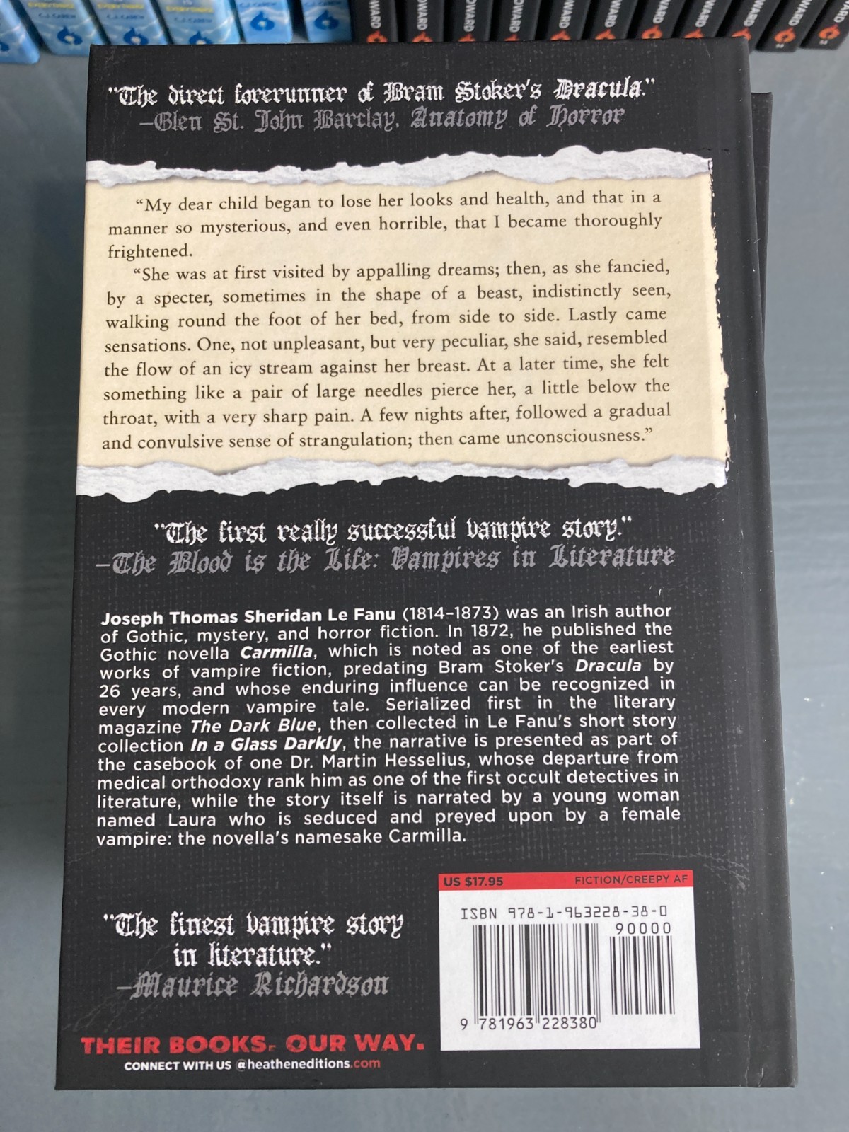 Carmilla by J. Sheridan Le Fanu (Heathen Edition) Hardcover MISPRINTED MISFIT