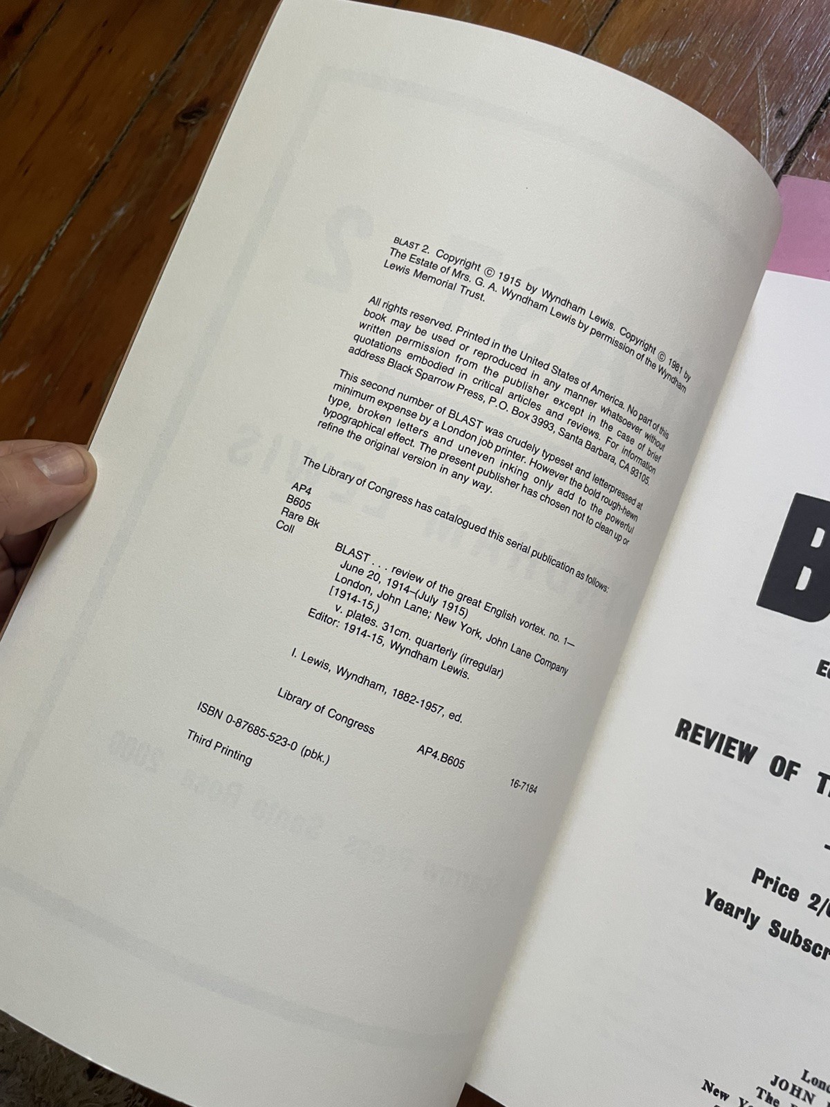 Blast 1 & 2 Wyndham Lewis 1915 War Number Modernist Poetry Black Sparrow