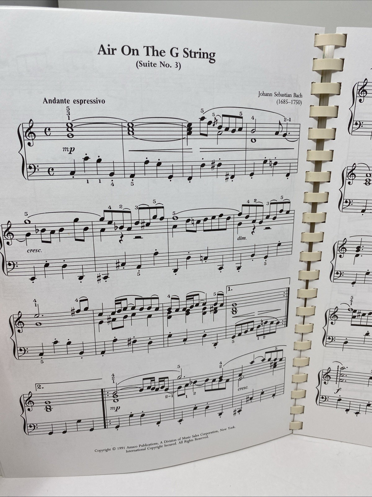 Library of Easy Piano Classics by Amsco – Plastic Comb Binding – Clean Pages