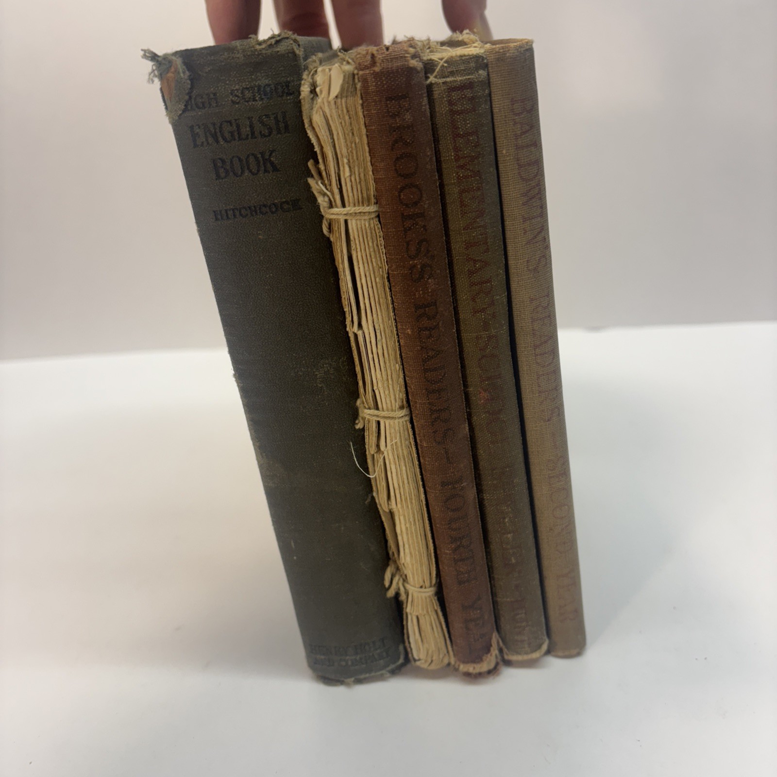 Lot of 5 Antique Vintage School Textbook Speller, Reader, English 1800/1900s