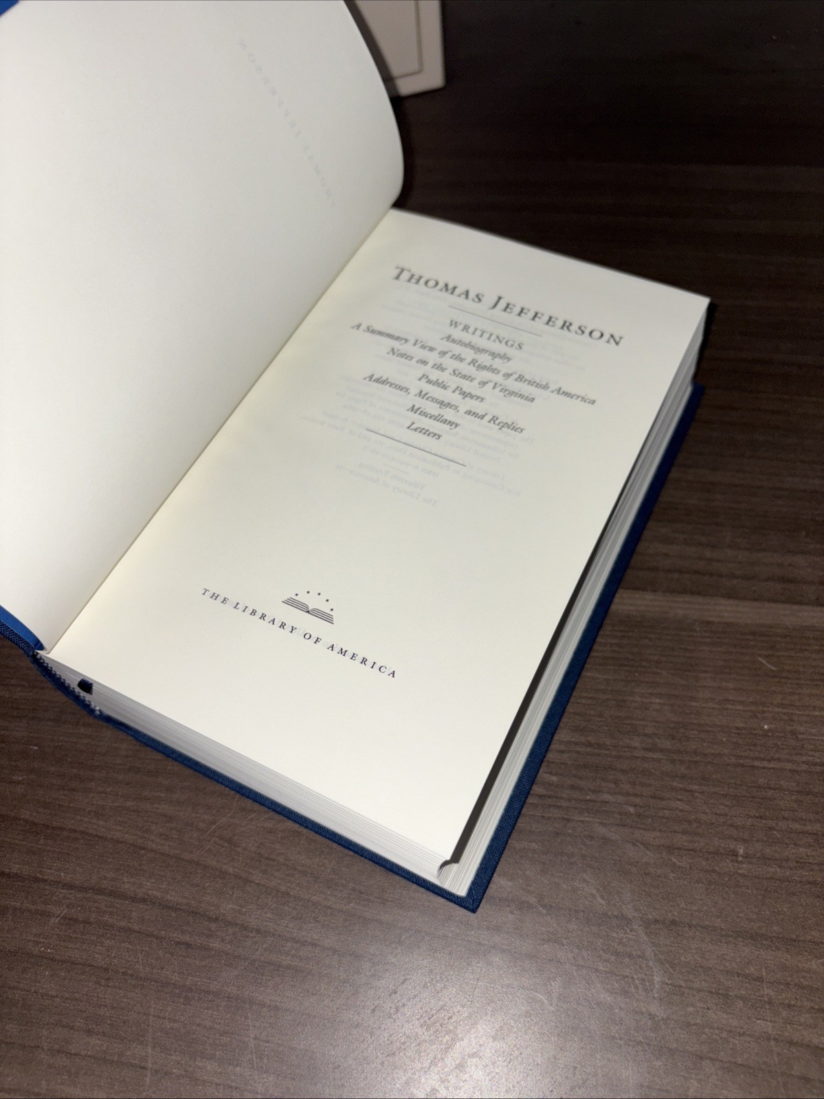 Writings of Thomas Jefferson HC Slipcase Map Library of America 1984