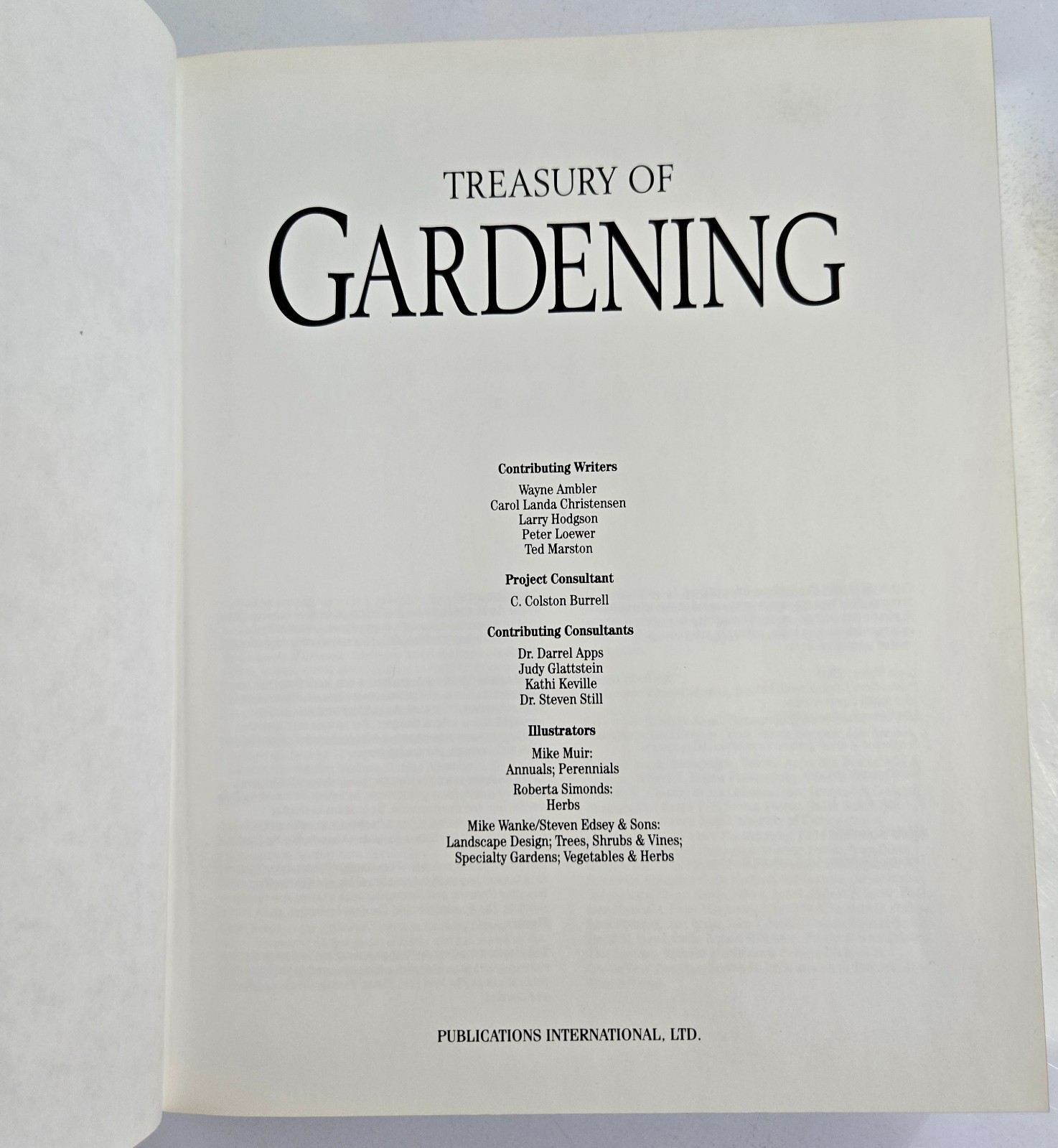 1994 Treasury Of Gardening Annuals Perennials Herbs Etc 1st Edition HC Like New