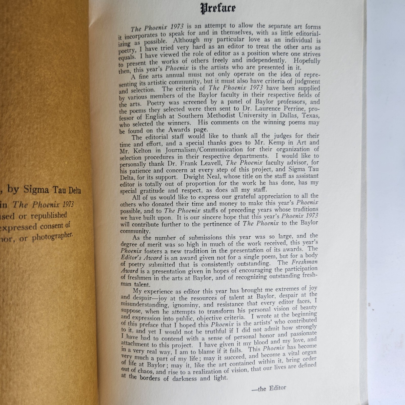 The Phoenix Magazine Baylor University Waco Texas 1973 Visual & Written Art