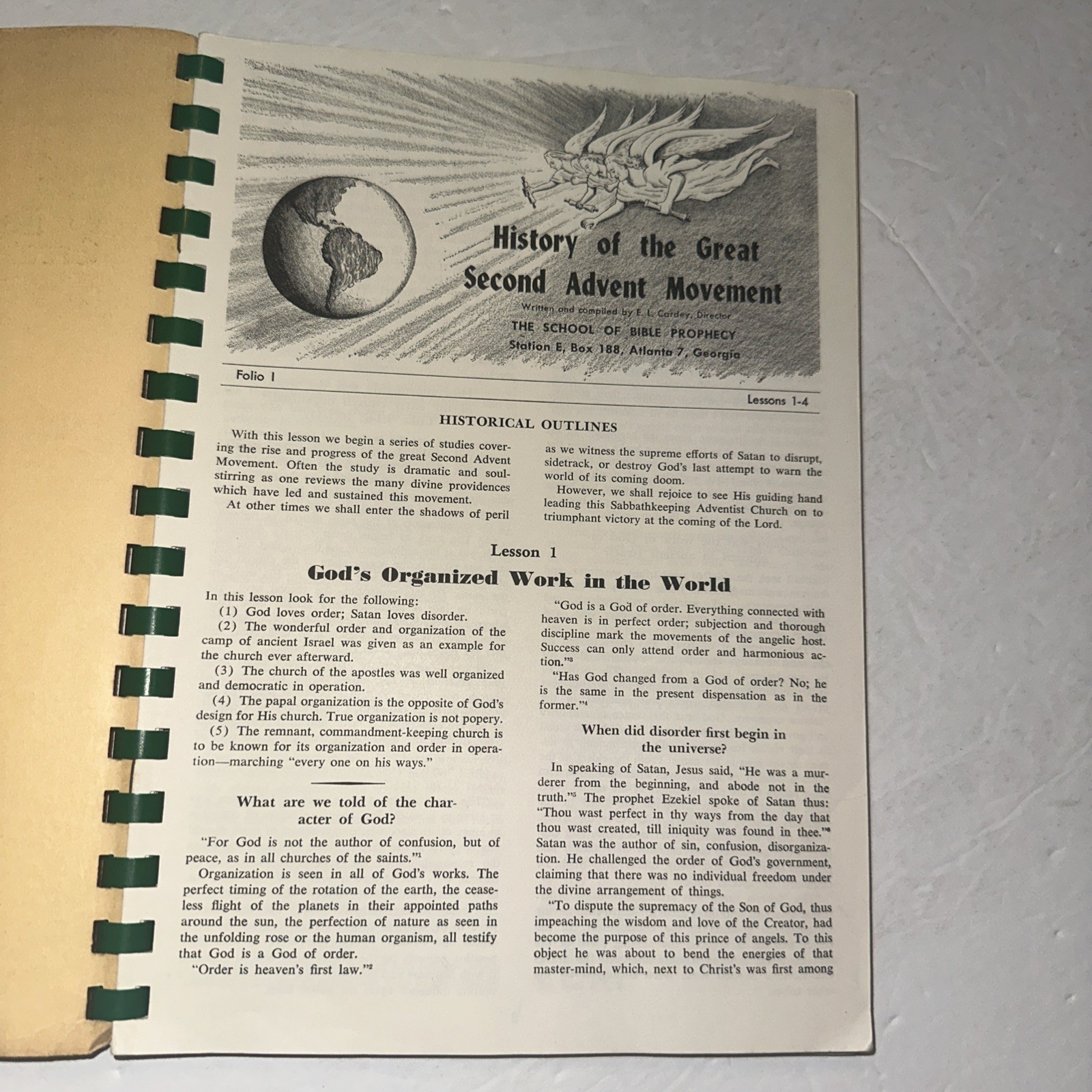 History of the Great Second Advent Movement E L Cardey Bible Prophecy 1940s? 50s