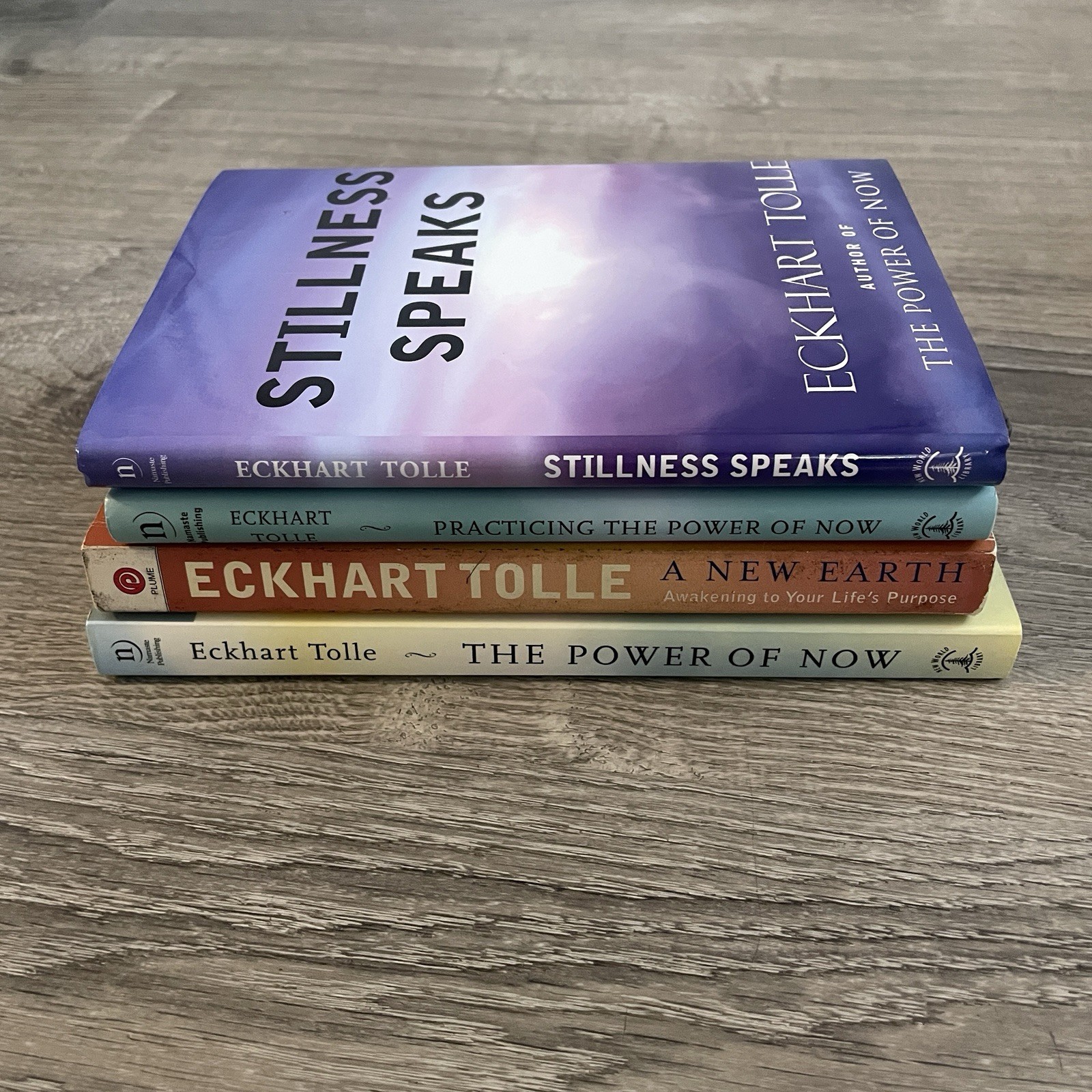 Eckhart Tolle 4 Book Lot New Earth & Practicing Power Of Now Stillness Speaks