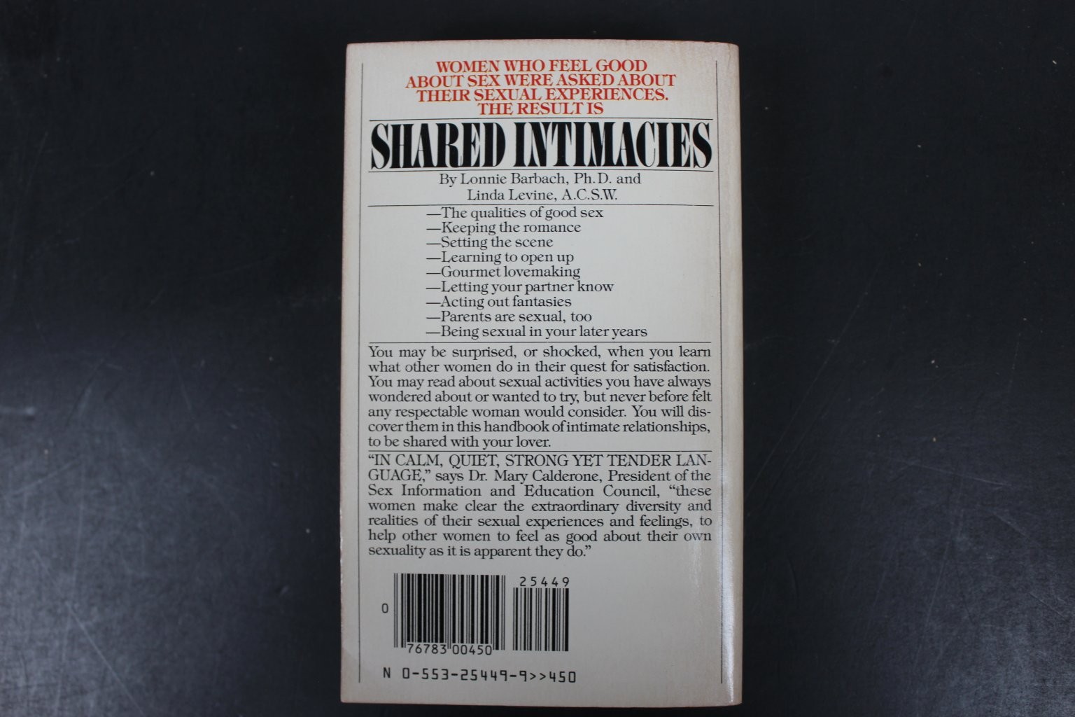 Shared Intimacies Women’s Sexual Experiences Barbach Levine 1981 Bantam PB
