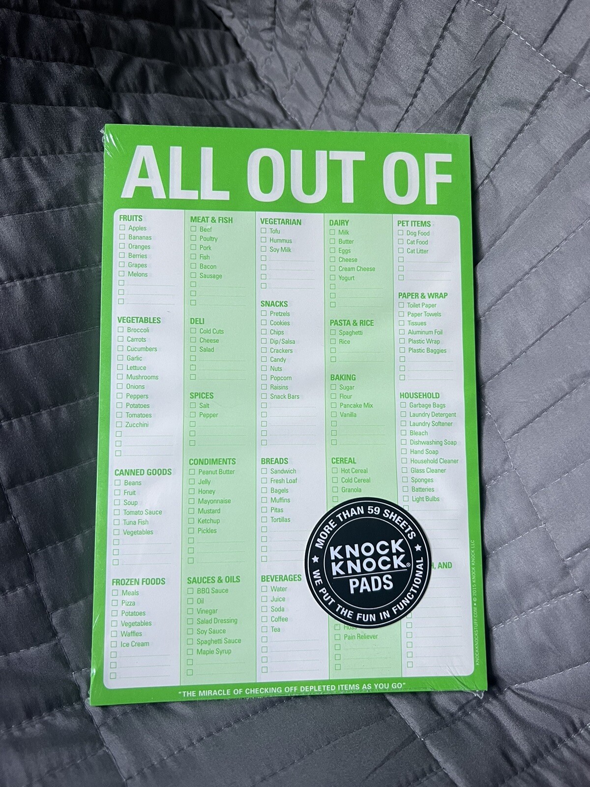 Knock Knock All Out Of Pad Grocery List Note Pad, 6 x 9-inches (Green)