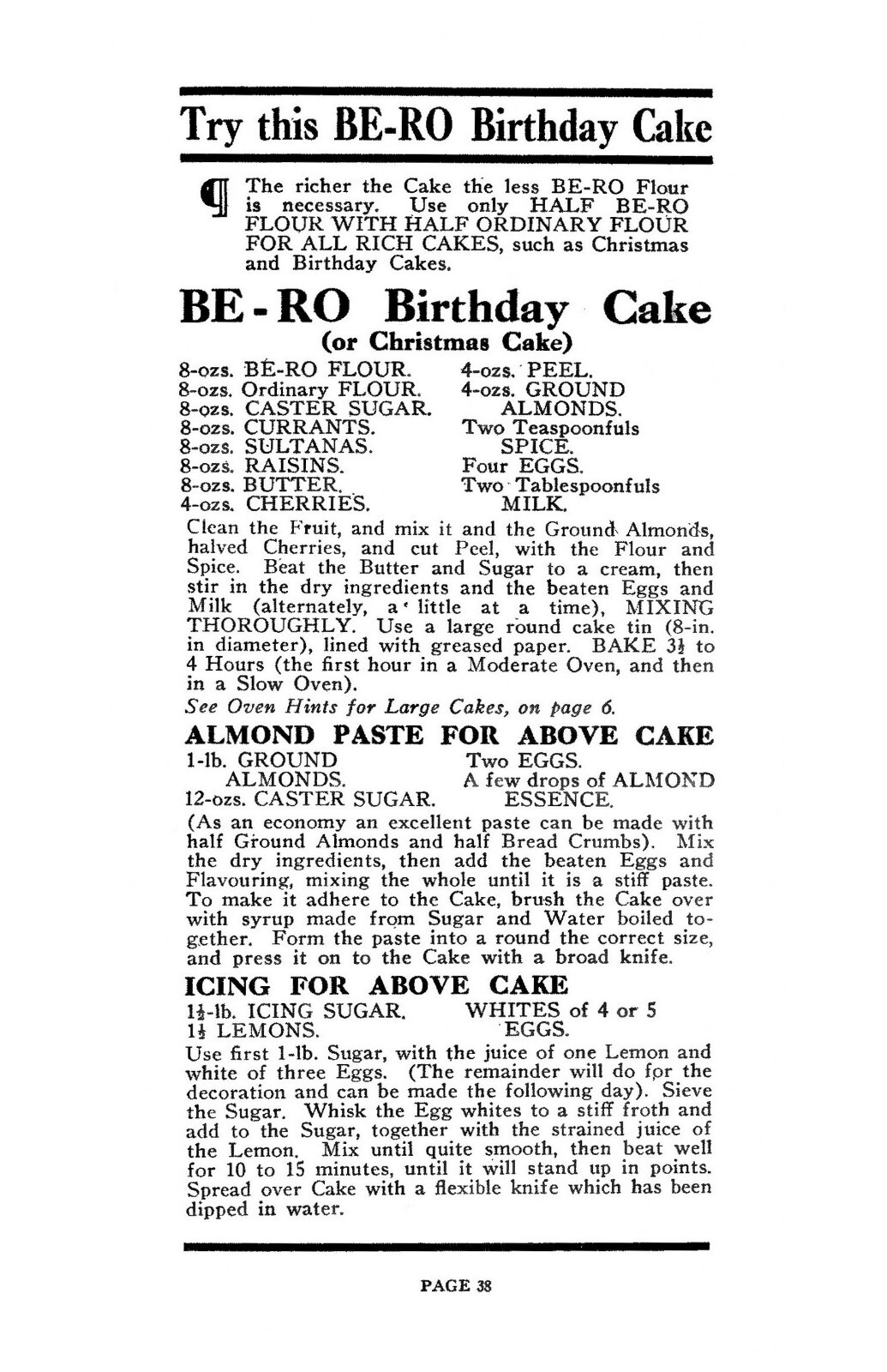 1923 Be-Ro Home Recipes Vintage Cook Book 40 Pages