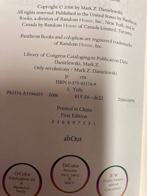 Only Revolutions by Mark Z. Danielewski (2006, HC) SIGNED 1st Printing Like New