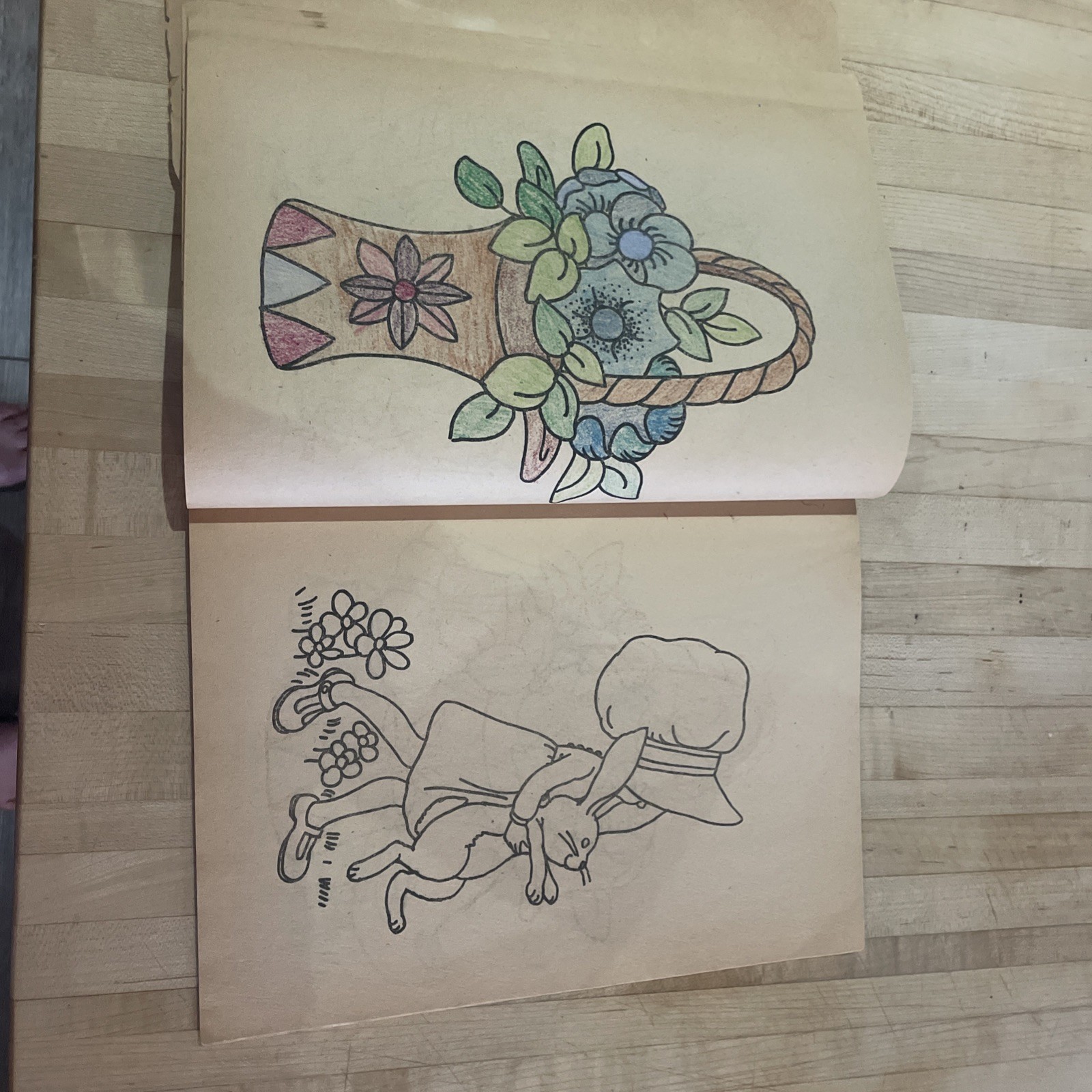 Holly Hobbie Nature Friend Coloring Book Vtg Aged Pages 1976 Slightly Distressed